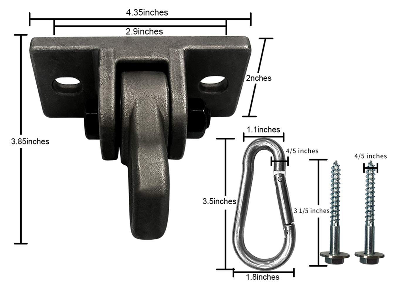 Heavy Duty Metal Swing Hangers with Screws & Bolts - 5000 lb Capacity - Indoor/Outdoor Playground, Porch, Yoga & Trapeze Sets - 2 Pack for Wooden Swing Sets - Perfect for Backyards, Parks & Fitness Areas