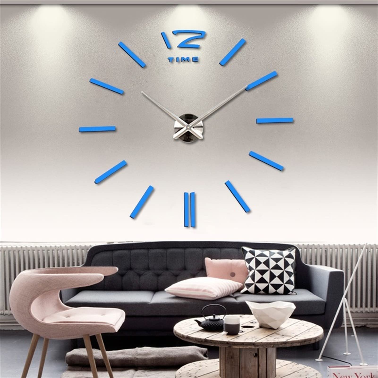 Modern DIY Acrylic Quartz Wall Clock - 3D Home Decor for Living Room, Bedroom, Office - Dark Gray 47 Inch Metal Sticker Clock - Perfect for Home & Office Decorations