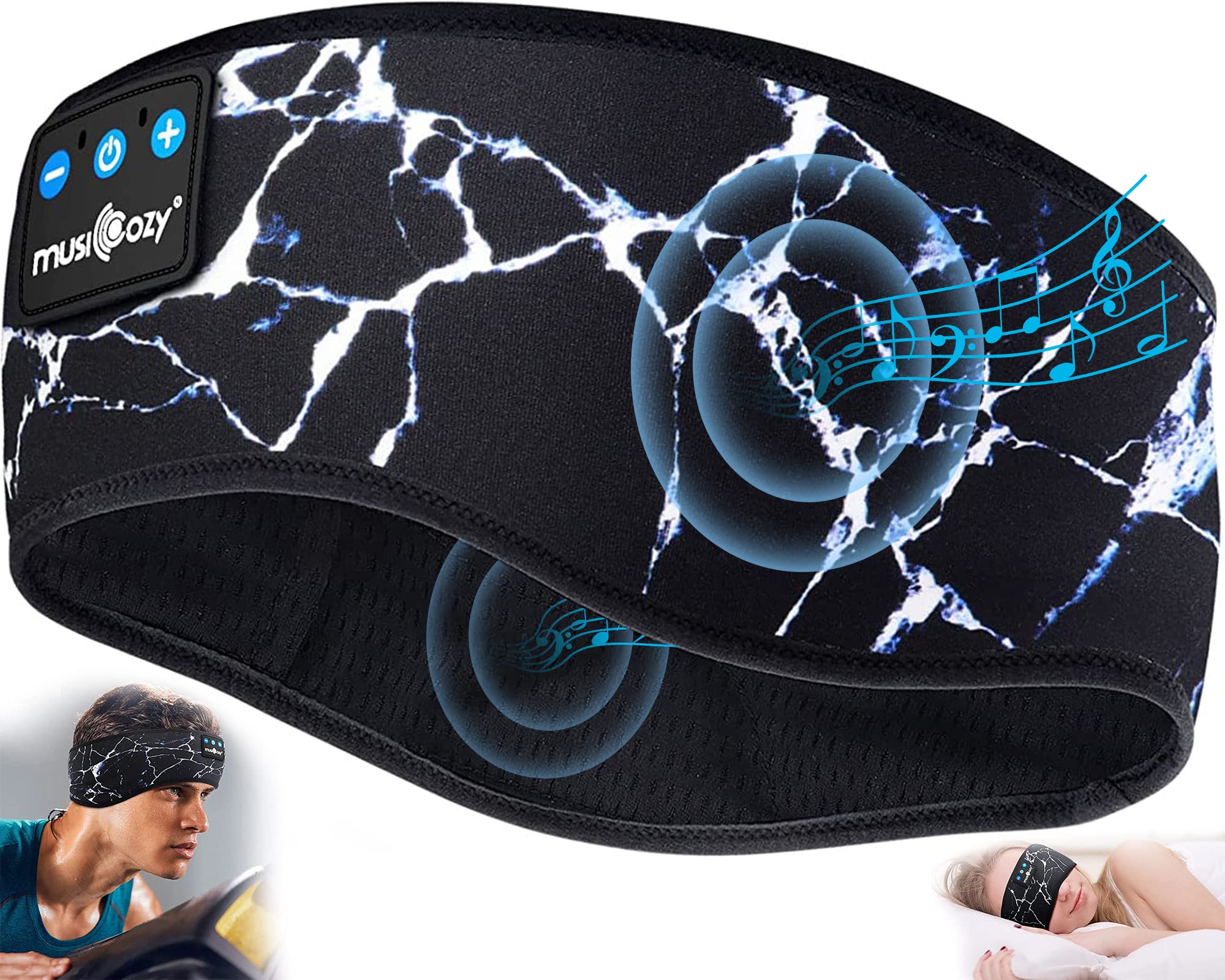 Musicozy Bluetooth Sleep Headband with Hard Storage Case - Wireless Headphones for Sleeping, Sports & Travel | HD Stereo Sound | Perfect for Night Use, Jogging & Meditation
