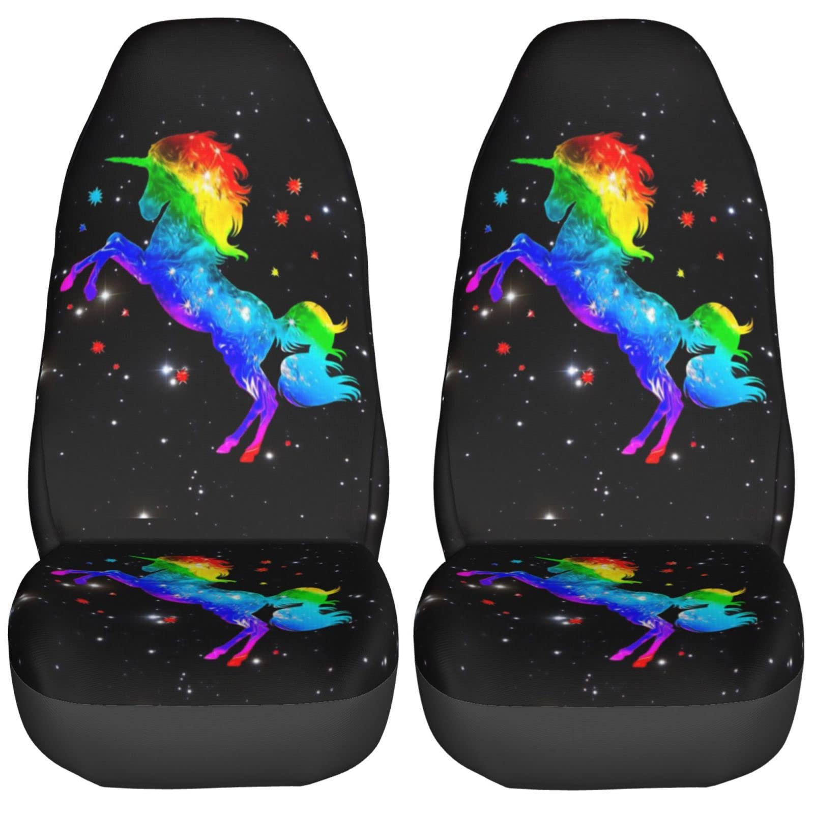 Galaxy Rainbow Unicorn Car Seat Covers - Universal 2-Piece Set for Most Cars, SUVs, Sedans & Trucks | Waterproof & Non-Slip Auto Seat Protectors | Perfect for Kids, Teens & Fantasy Lovers' Vehicles