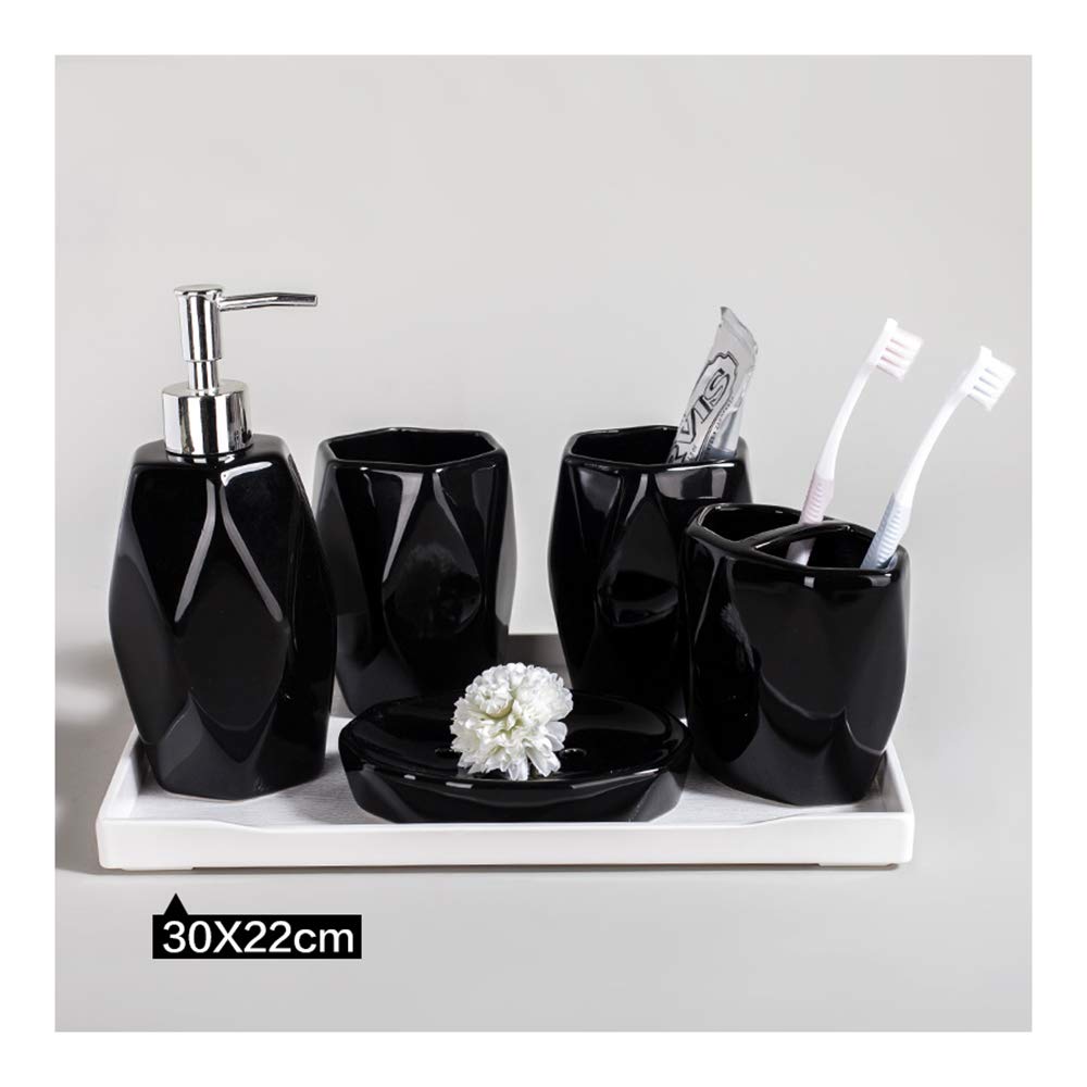 Premium Ceramic Soap Dispenser & Bathroom Accessories Set - Includes Toothbrush Holder, Tumbler, Soap Dish & Tray | Modern Bathroom Decor for Home, Hotel & Spa Use