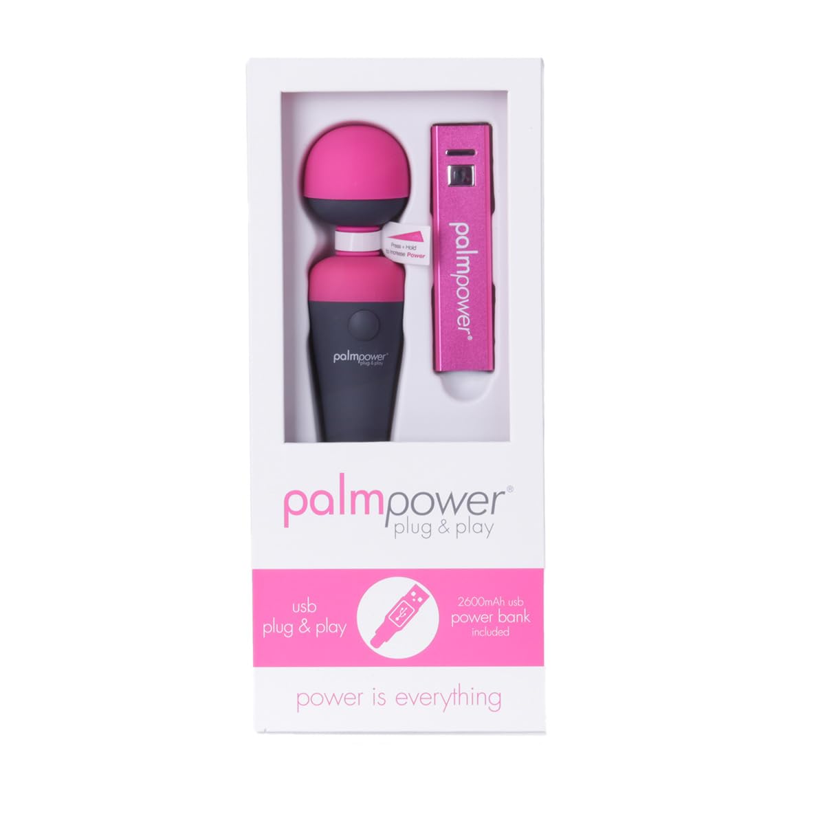 PalmPower Plug & Play Vibrator - Pink, One Size - Personal Massager for Relaxation & Intimate Pleasure at Home or Travel