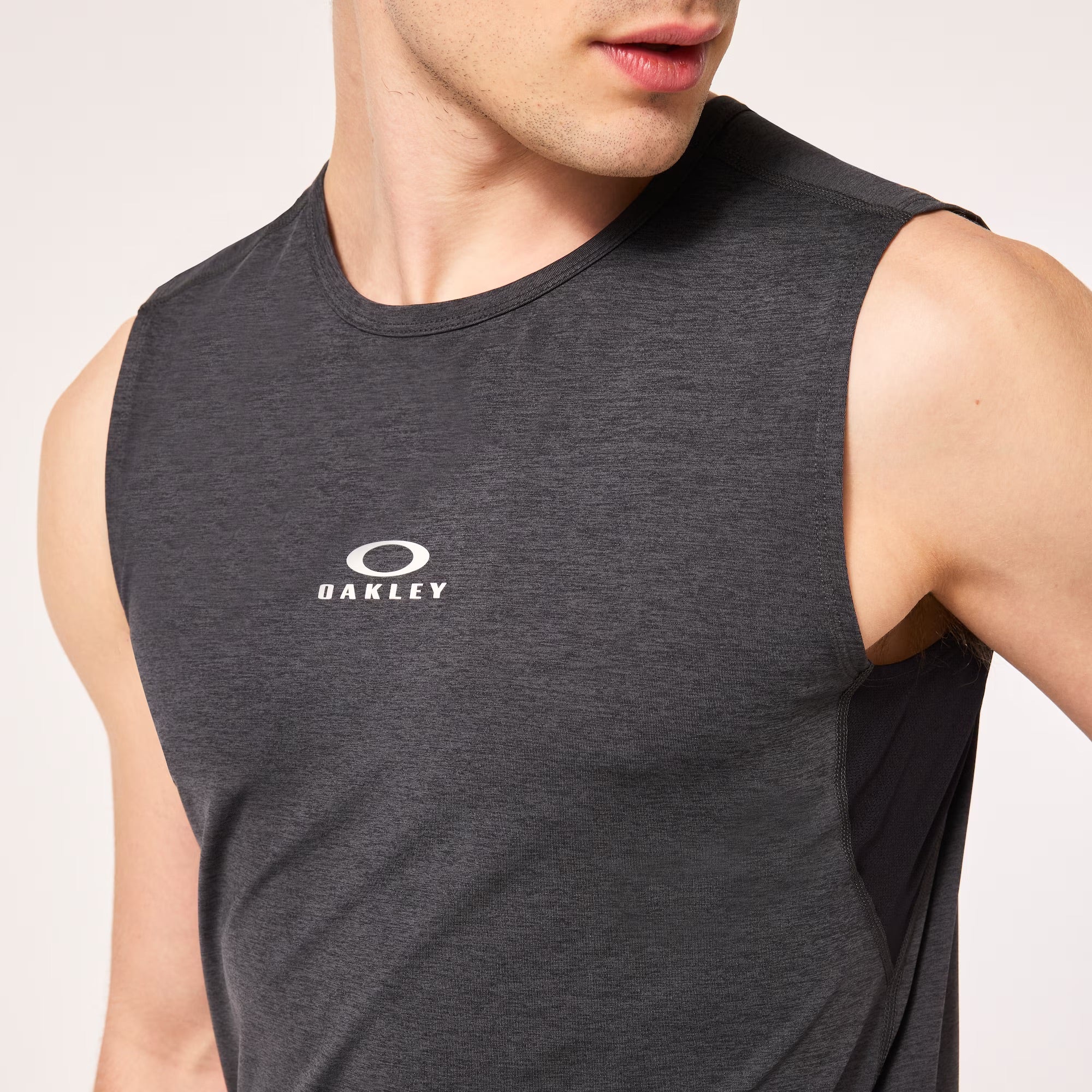 Oakley O Fit RC Sleeveless Tee - Black/Grey Heather | Moisture-Wicking Performance Shirt for Running, Gym & Outdoor Activities