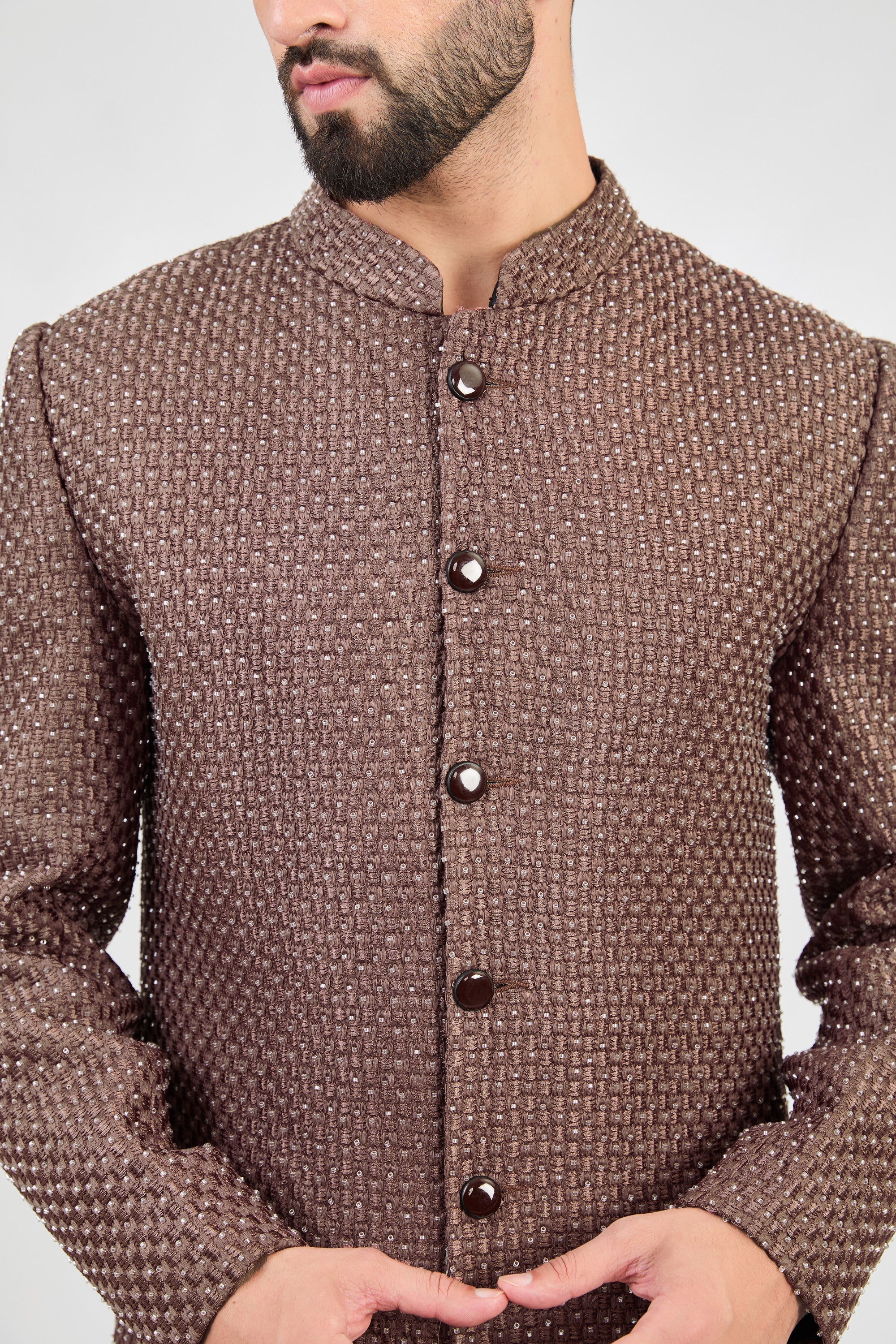 Elegant Mauve Taupe Cut Dana Sherwani for Men - Traditional Indian Wedding Outfit & Festive Occasion Wear