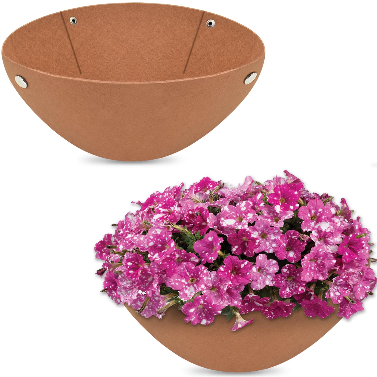 Halatool 2-Pack 14 Inch Round Felt Hanging Basket Liners - Breathable Fabric Planter Basket Liner for Flowers & Plants | Cocoa Fiber Alternative | Bird Nesting Deterrent | Perfect for Indoor/Outdoor Hanging Baskets, Balconies & Garden Decor