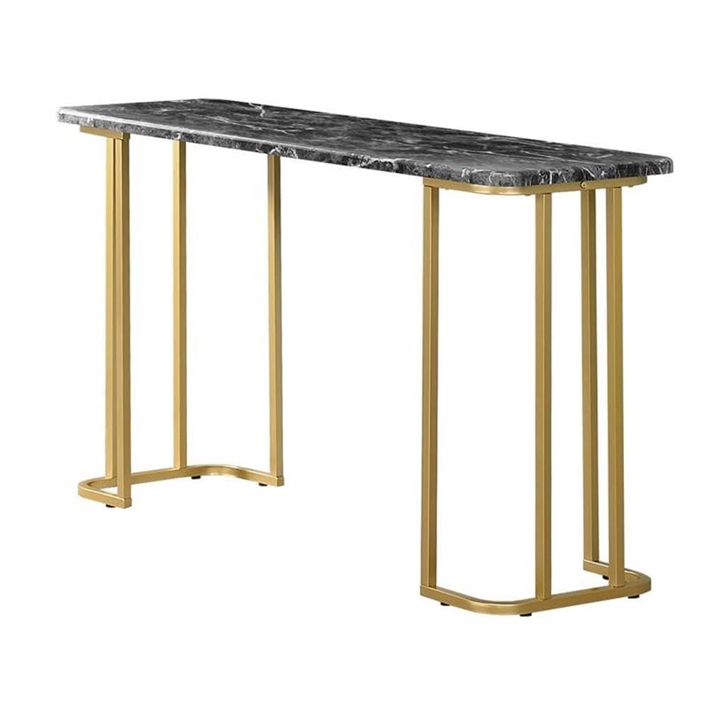 Modern Black and Gold Metal Console Table - BOWERY HILL Contemporary Entryway Sofa Table for Living Room, Hallway & Office Decor