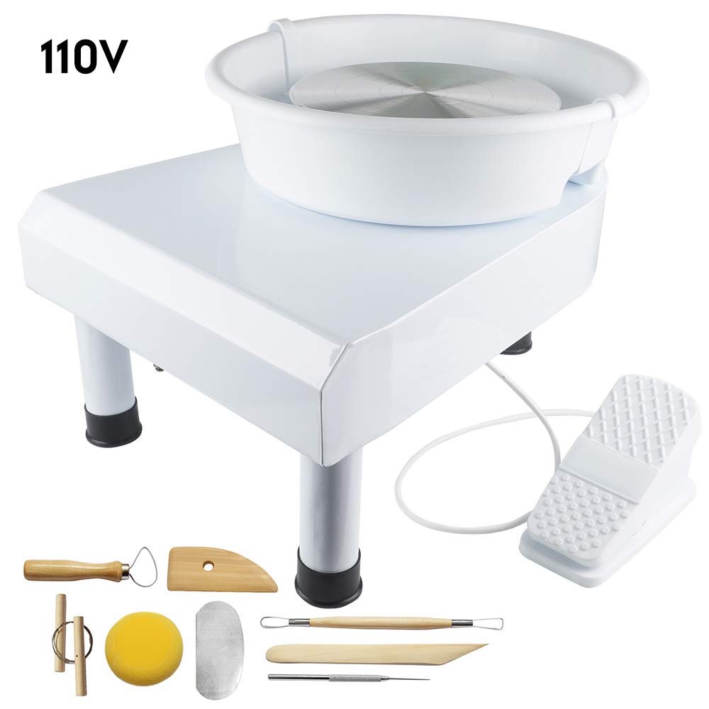 Electric Pottery Wheel Machine 350W - Heavy Duty Ceramic Potters Wheel with Foot Pedal & 10 Clay Shaping Tools - Perfect for Beginners, DIY Art Projects, Home Studio & Classroom Ceramic Making