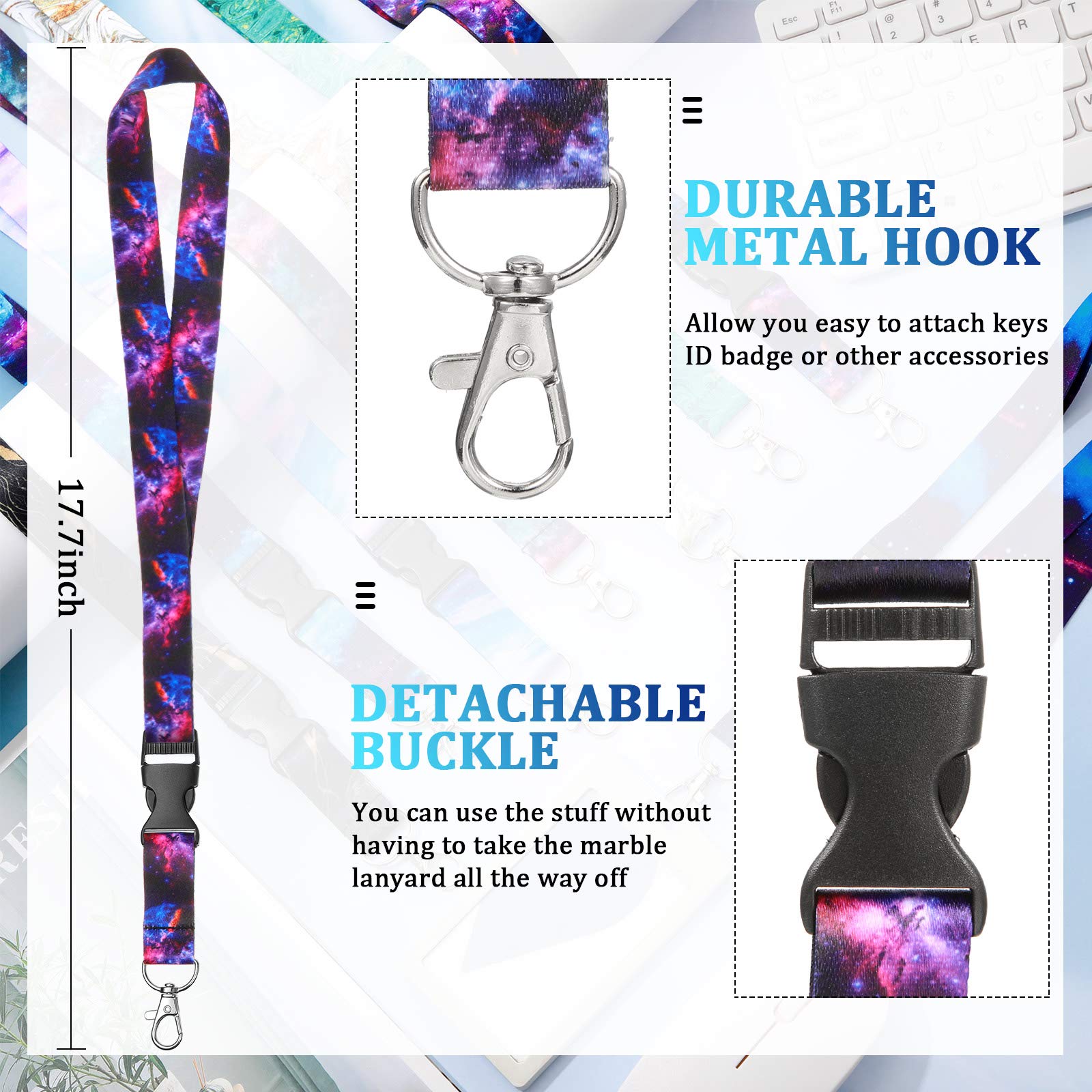 8-Piece Lanyard Set for Keys & ID Badges - Office & Event Use