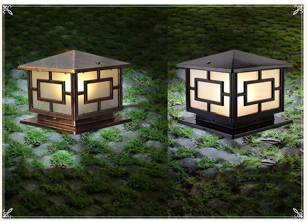 European Style Outdoor Post Light - Waterproof Villa Column Head Lamp, Wall Mounted Landscape Lighting with E27 Socket & IP65 Rating, Aluminum Stained Glass Pole Light for Door, Lawn, Garden Decor - Perfect for Patio, Pathway, and Driveway Illumination