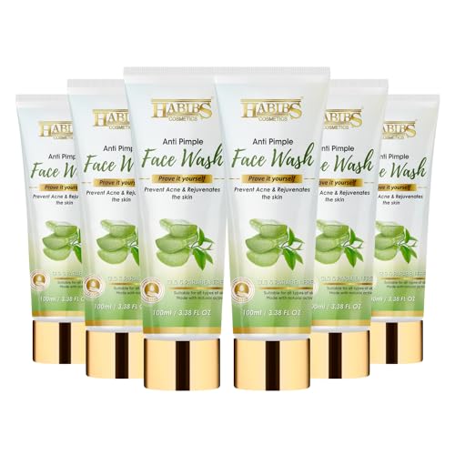 Habibs Anti Pimple Face Wash for Oil Control & Acne Repair - Deep Cleansing & Soothing Formula (100ml, Pack of 6) | Gentle Daily Cleanser for Oily & Acne-Prone Skin | Perfect for Teens & Adults