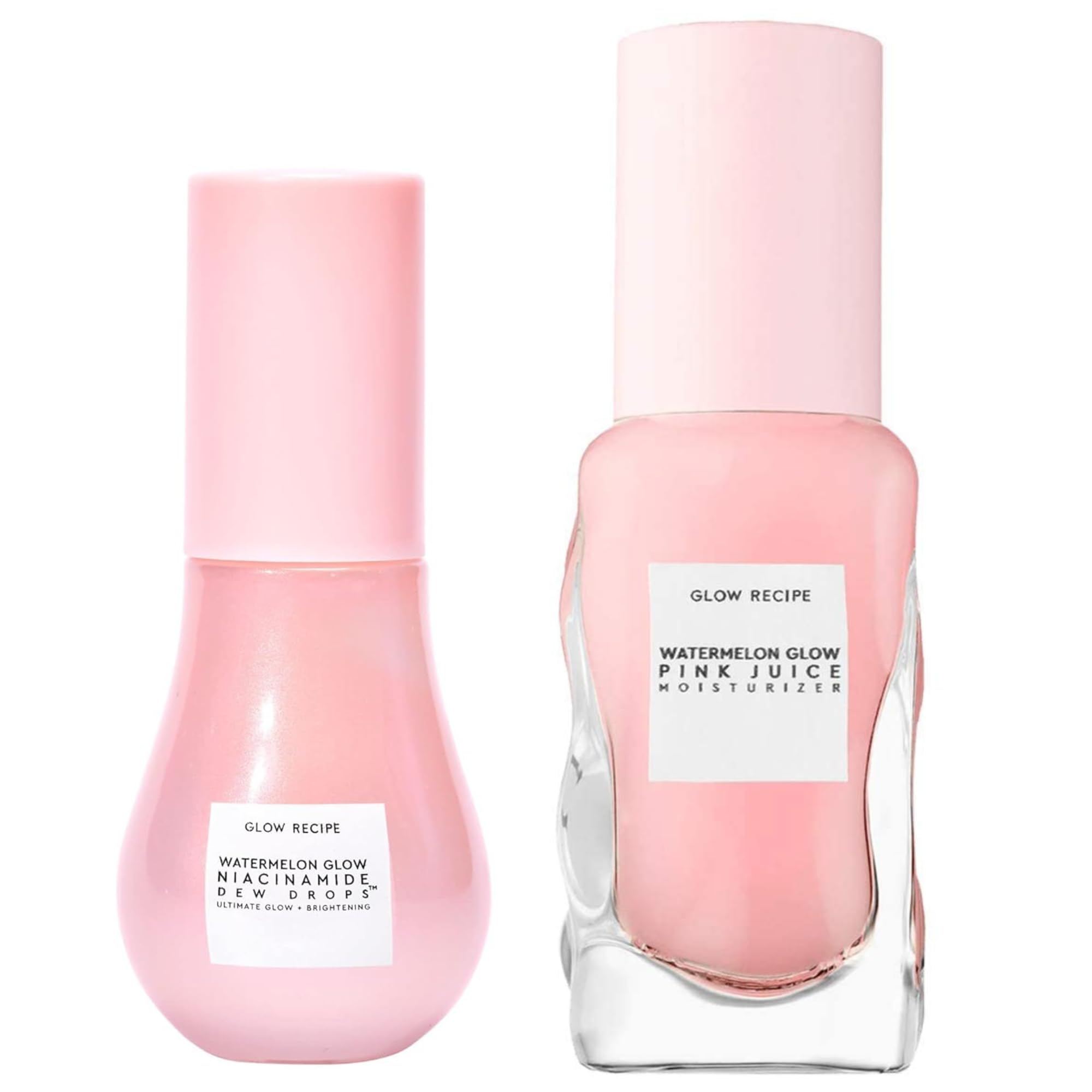 Glow Recipe Mini Niacinamide Dew Drops Facial Serum & Illuminating Makeup Primer (15ml) + Mini Watermelon Glow Pink Juice Hydrating Face Moisturizer (25ml) - Brightening Skincare Set for Dull Skin, Perfect for Travel & Daily Glow Routine