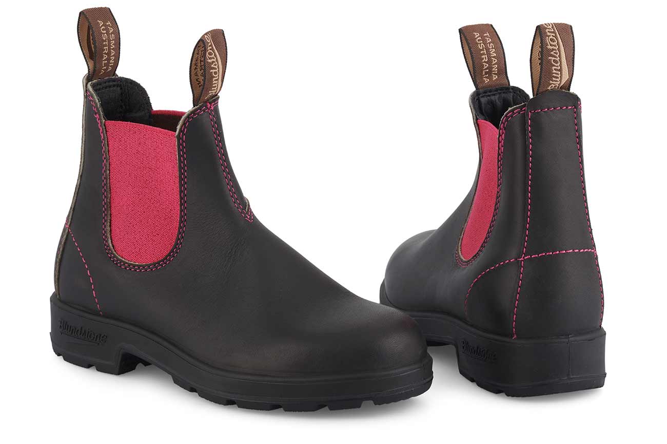Blundstone 1329 Original Chelsea Boots - Brown Leather with Pink Elastic Side Gussets | Comfortable & Durable for Outdoor, Work & Casual Wear