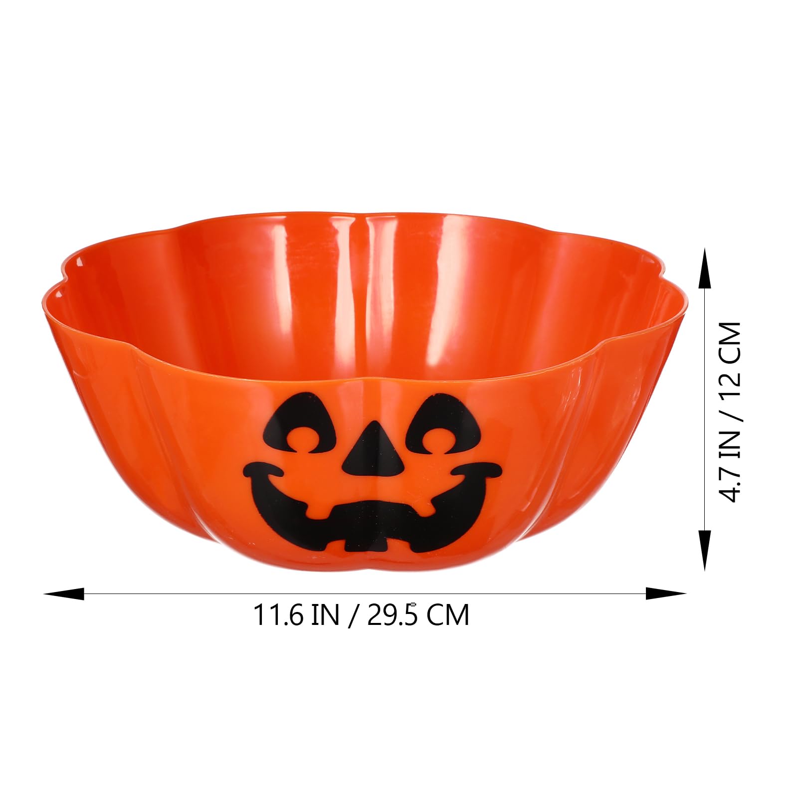 Halloween Trick or Treat Candy Bowl - Plastic Pumpkin Salad Bowl & Fruit Dish Basket for Party Decor - Orange Halloween Party Supplies for Trick-or-Treating, Home Decor & Holiday Celebrations