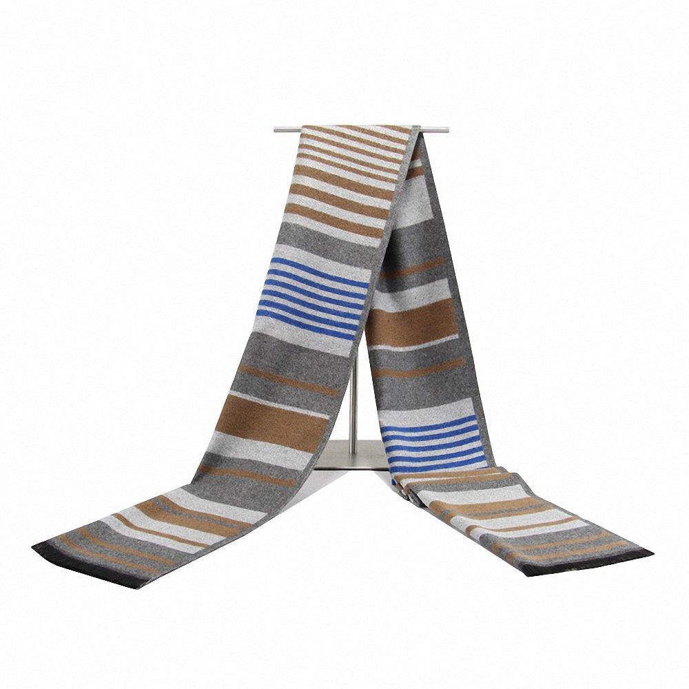 Luxury Cashmere Wool Scarf Shawl - Soft Warm Winter Wrap with Tassel & Striped Design for Women - Perfect for Cold Weather, Office, and Holiday Outfits