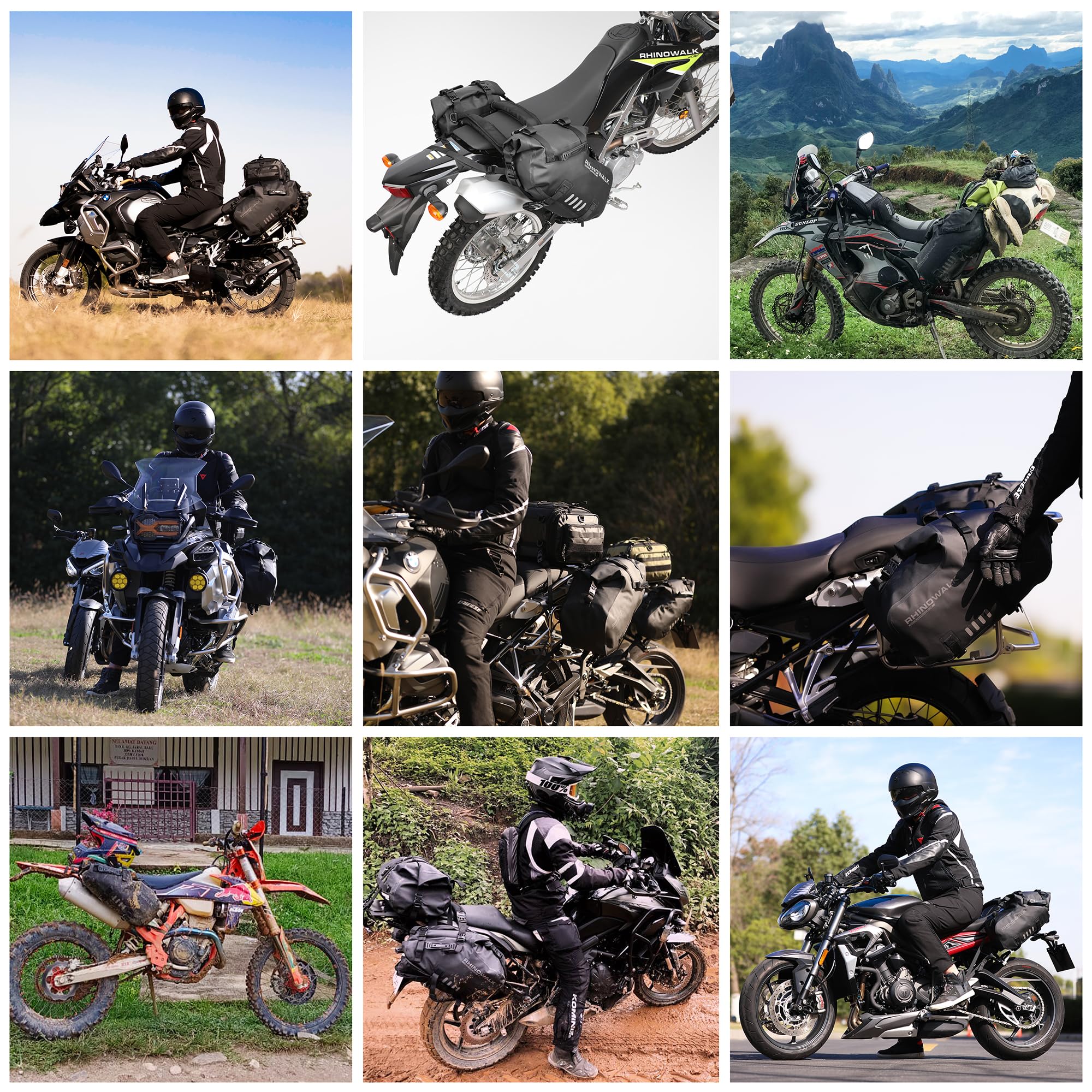 **HUNTVP 48L Waterproof Motorcycle Saddlebags & Tail Bag (2x24L) - Universal Black XL Storage Side Bags for Motorbike - Ideal for Touring, Commuting & Adventure Riding**