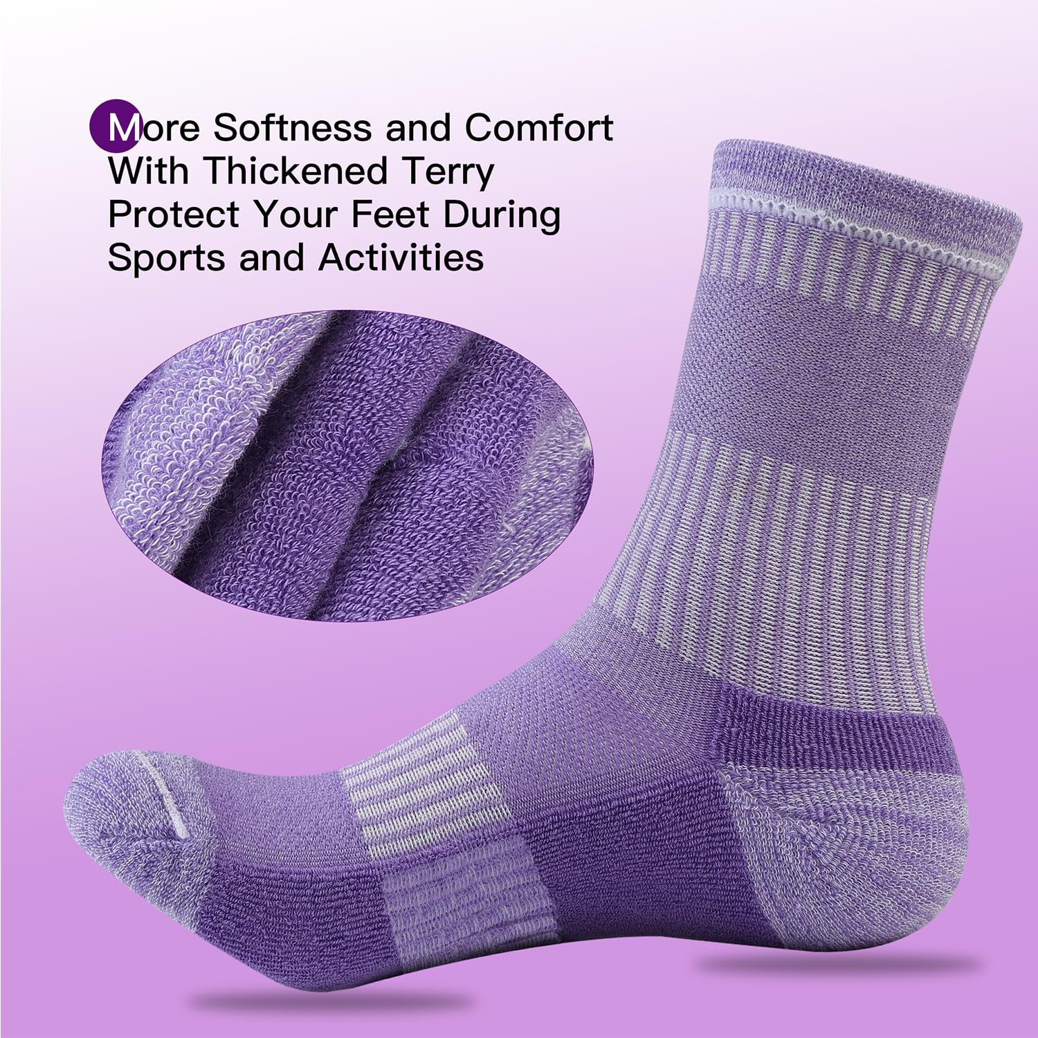 **Women's Cushioned Compression Crew Socks - 6 Pairs for Hiking, Running, Walking & Athletic Activities | Breathable Cotton Socks for Sports & Outdoor Adventures**