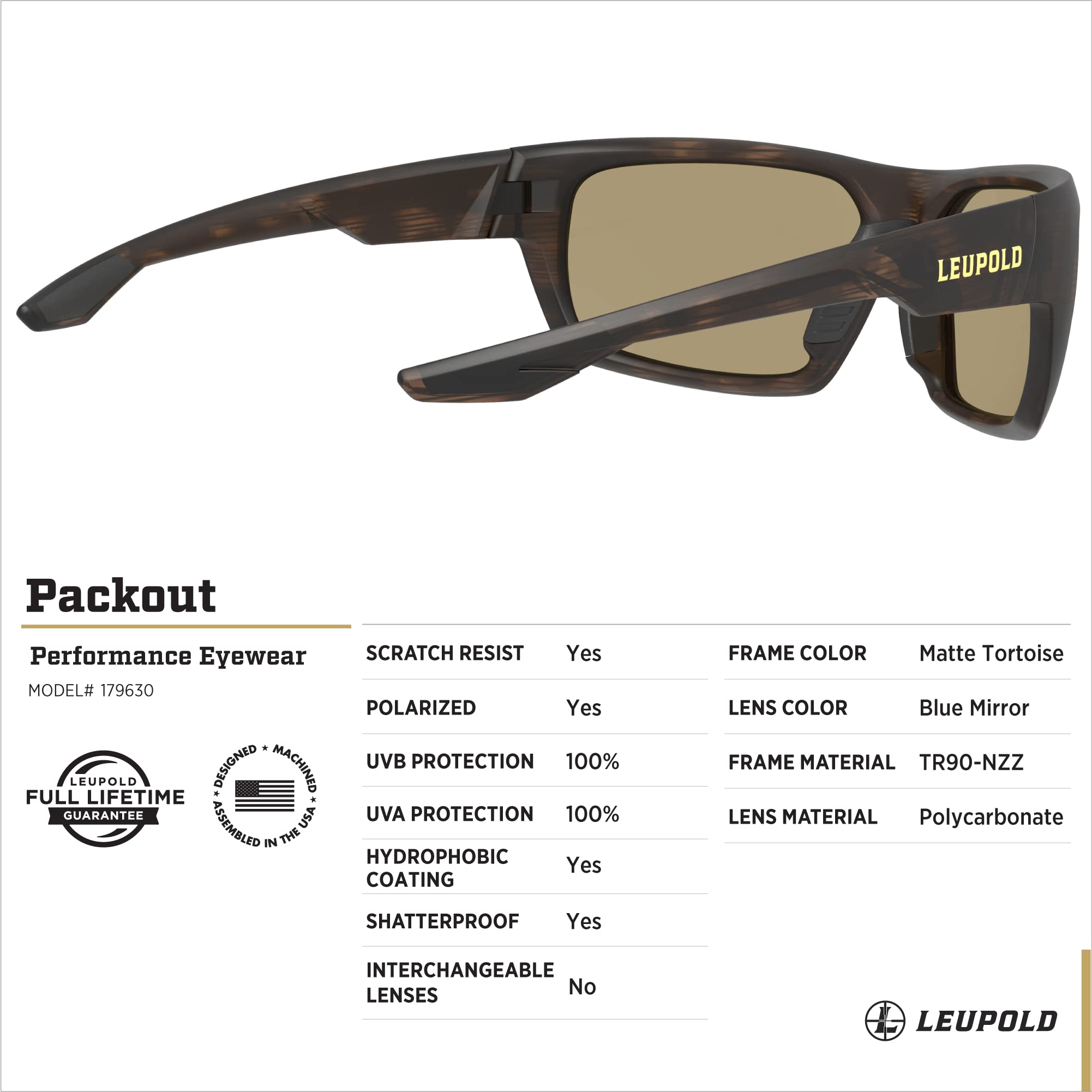 Leupold Packout Polarized Sunglasses for Men & Women - UV Protection, Anti-Glare, Lightweight - Perfect for Hiking, Fishing, and Outdoor Adventures