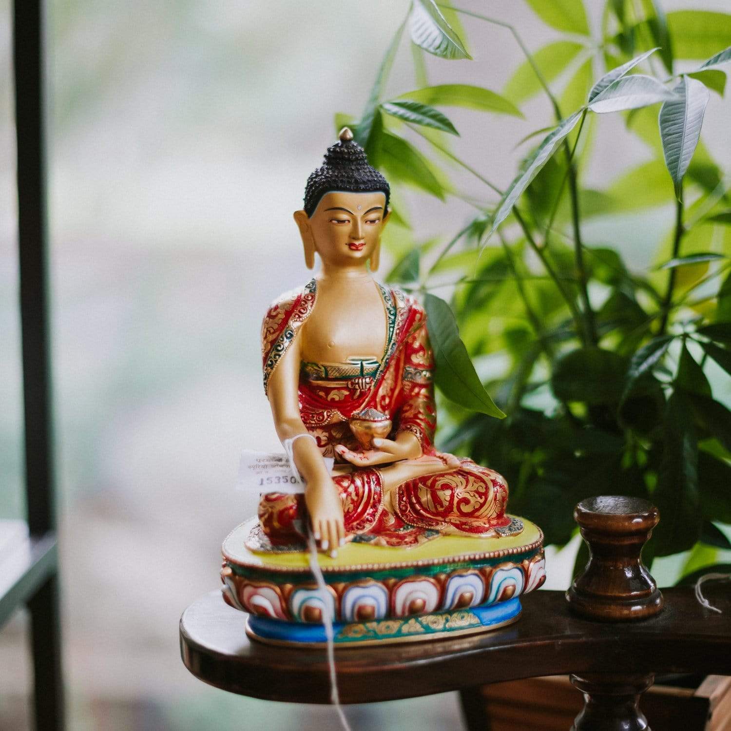 Hand Painted Shakyamuni Buddha Statue - Exquisite Wooden Meditation Buddha Sculpture for Home Altar, Yoga Studio & Spiritual Decor