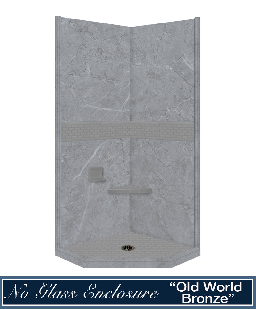 Grio Marble Classic Neo Frameless Shower Enclosure Kit - Waterproof Bathroom Upgrade for Modern Homes & Luxury Hotels