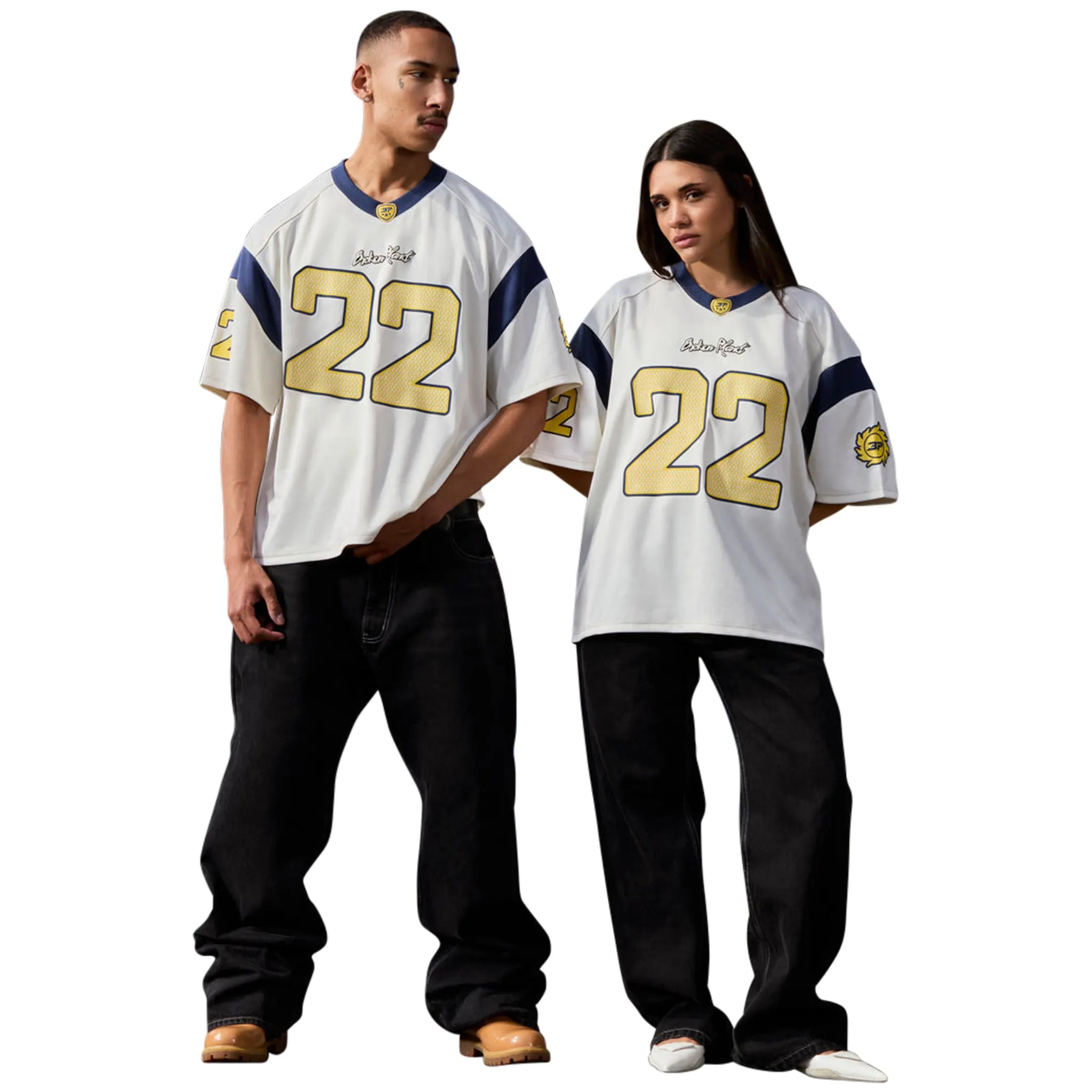 Broken Planet Football Jersey - White & Blue Soccer Shirt for Men & Women | Perfect for Games, Training & Fan Support