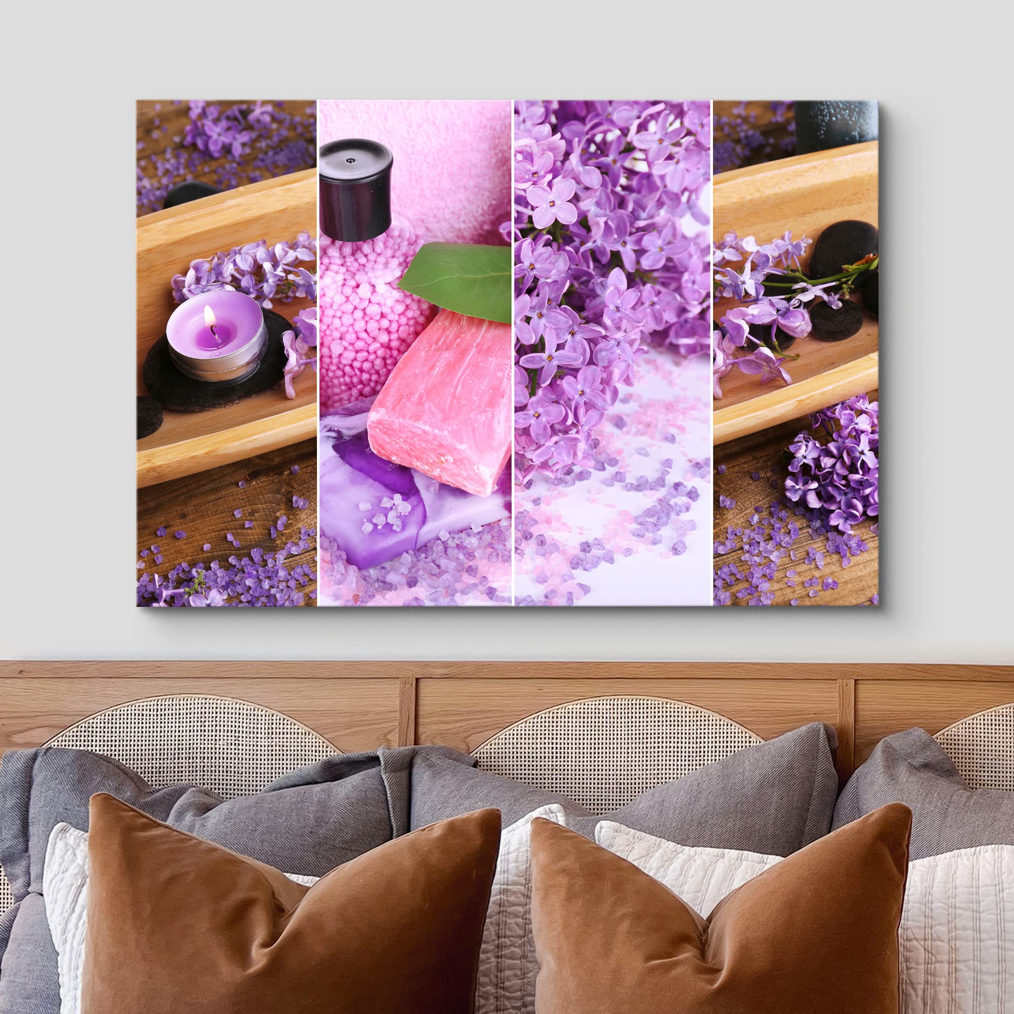 Lavender Flower Blossoms Canvas Wall Art Print - 32x48 Inch Nature Photography for Living Room, Bedroom & Office Decor - Perfect for Spa, Yoga Studio & Zen Meditation Spaces