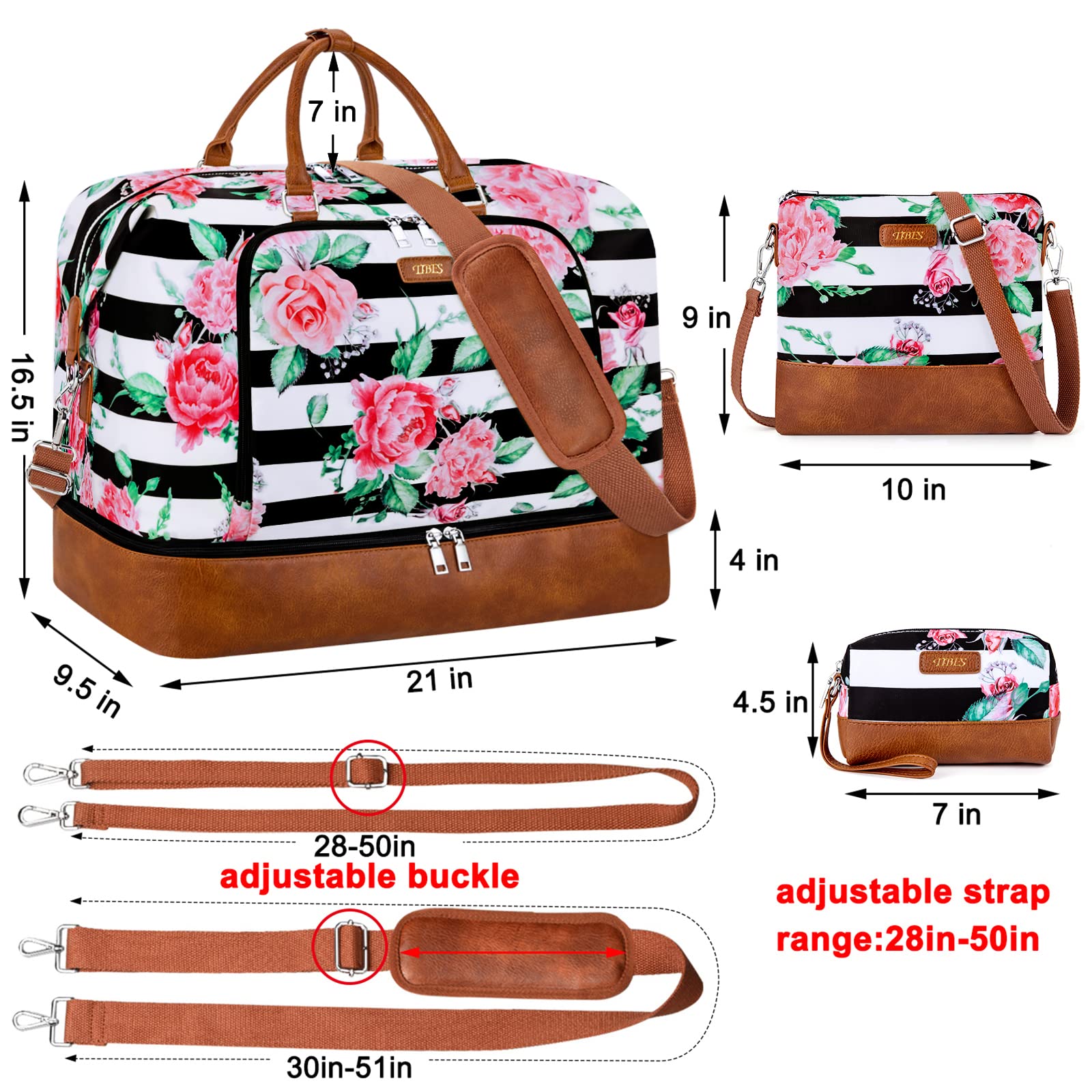 Stylish Women's Travel Weekender Bag with Shoe Compartment - 21