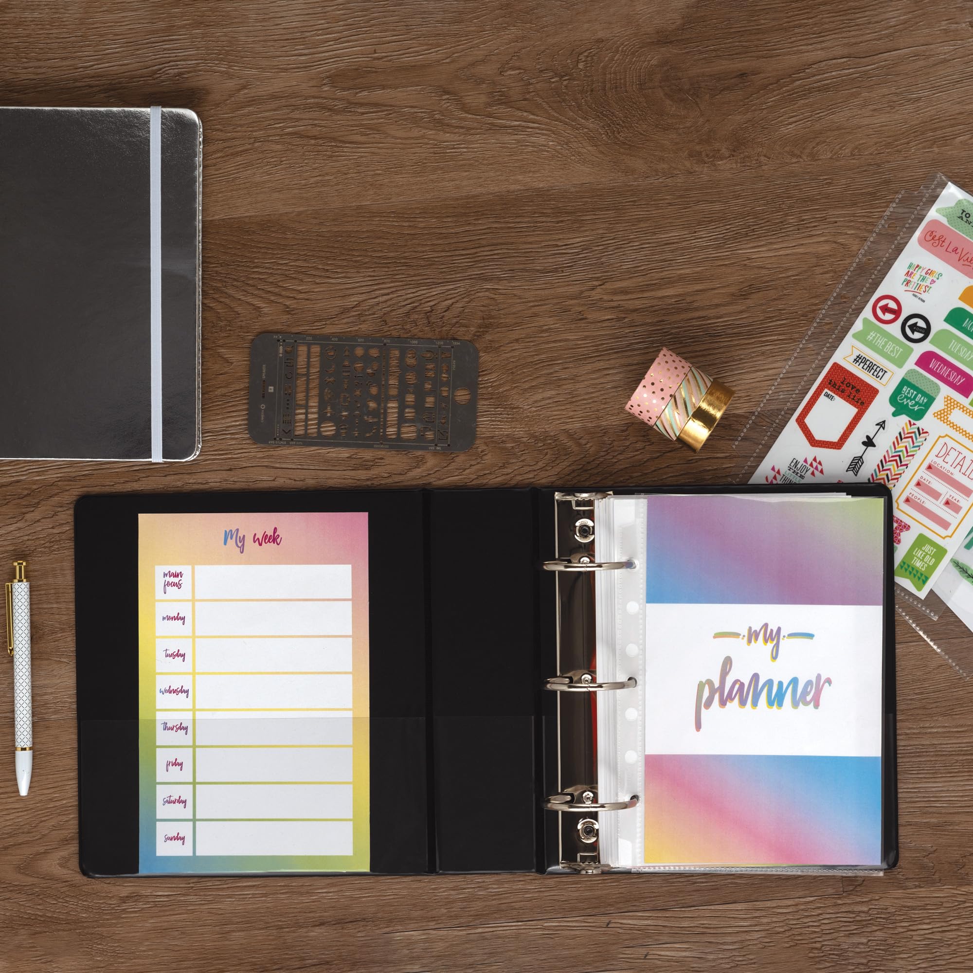 Samsill Economy 1 Inch Mini 3 Ring Binder - Made in USA, Round Ring Binder with Non-Stick Customizable Cover, Black (12300) - Perfect for School, Office & Home Organization