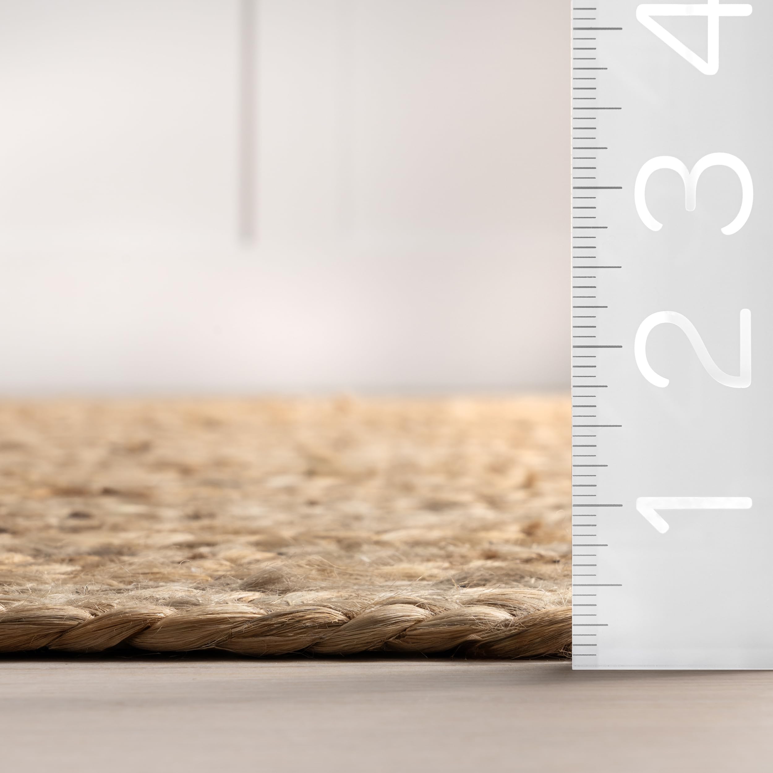 nuLOOM 8' Round Rigo Jute Hand Woven Natural Fiber Area Rug - Farmhouse Solid Design for Bedroom, Living Room, Dining Room, Hallway, Office, Kitchen & Entryway - Perfect for Boho, Coastal & Rustic Home Decor