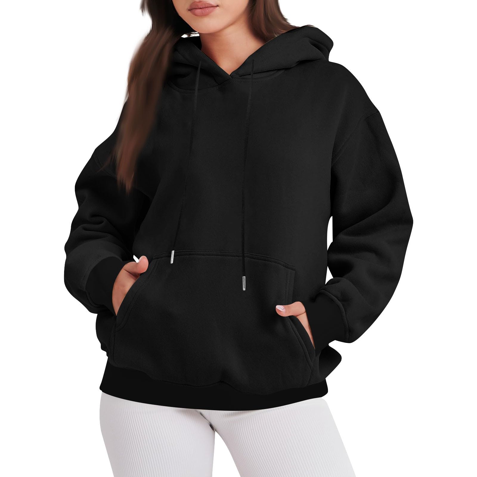 Barnrae Women's Fall Sweaters - Fashionable Casual Long Sleeve Solid Color Hooded Hoodie Top with Pocket | Cozy Autumn Outfits & Layering Essentials