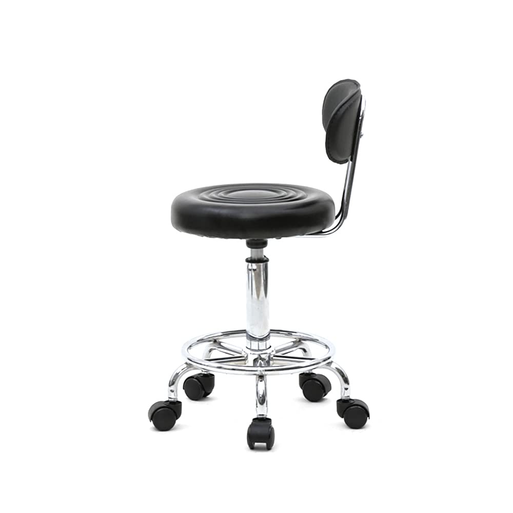Adjustable Rolling Guitar Stool Chair - Swivel Office Stool for Bedroom, Salon, Spa, Massage & Beauty Desk - Black 34 x 34 x 83.5CM - Perfect for Musicians, Home Office & Professional Use
