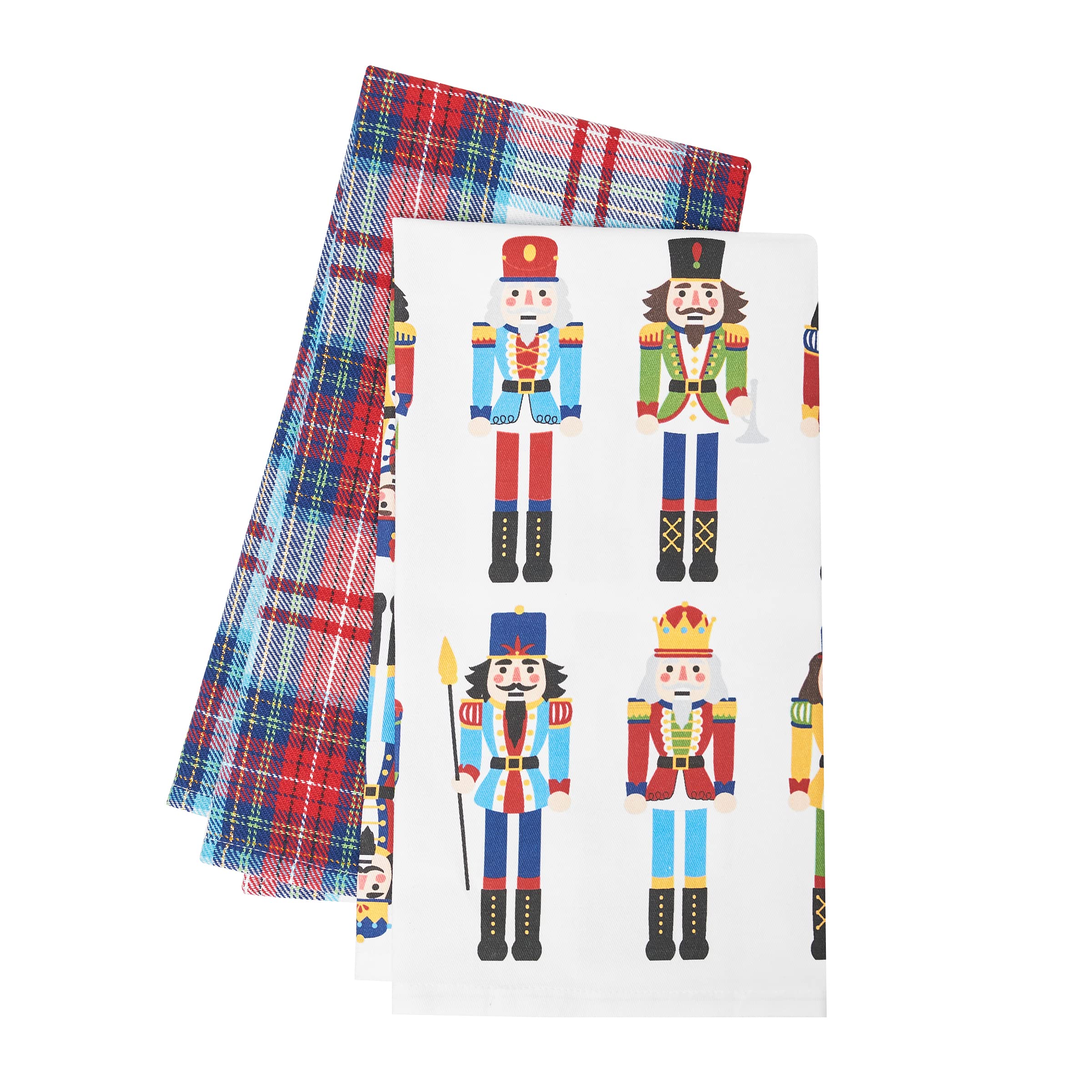 C&F Home Nutcracker Plaid Printed & Woven Kitchen Towel Set of 2 - 18