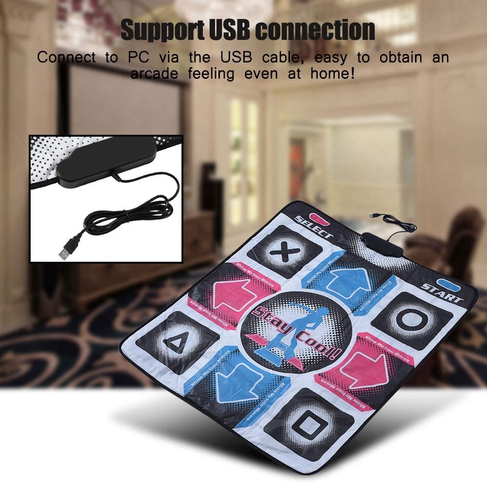 ASHATA Dance Mat - Non-Slip Fitness Dance Pad with 10 Games & 99 Levels, Built-in Music Tracks CD, Ultra-Responsive No Delay Design, USB PC-Compatible, Perfect for Home Workouts, Kids' Parties & Family Game Nights