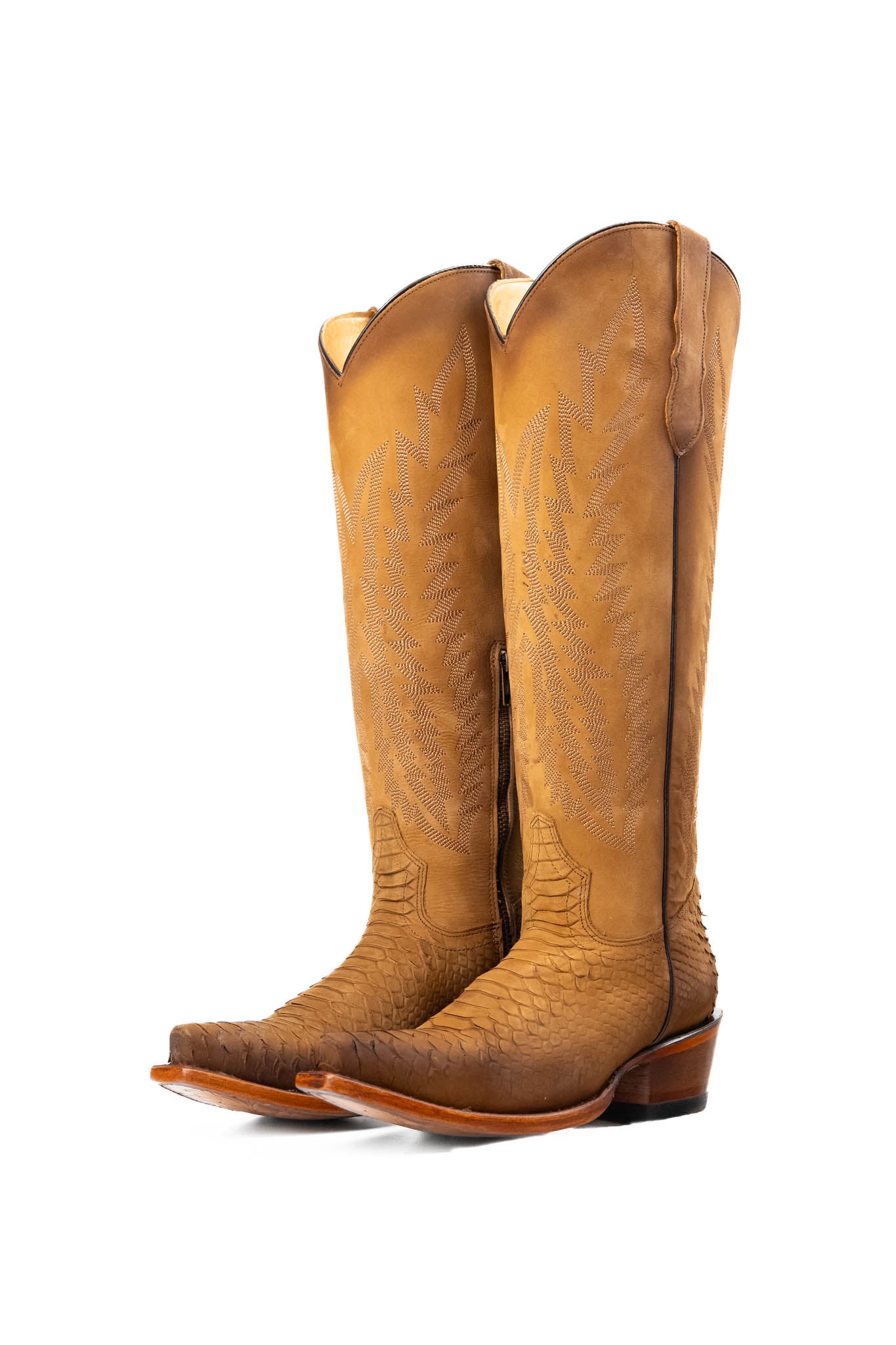 Presley Matte Python Tall Snip Toe Cowgirl Boots for Women - Western Fashion Riding Boots with Pointed Toe | Perfect for Country Concerts, Rodeos & Cowgirl Outfits