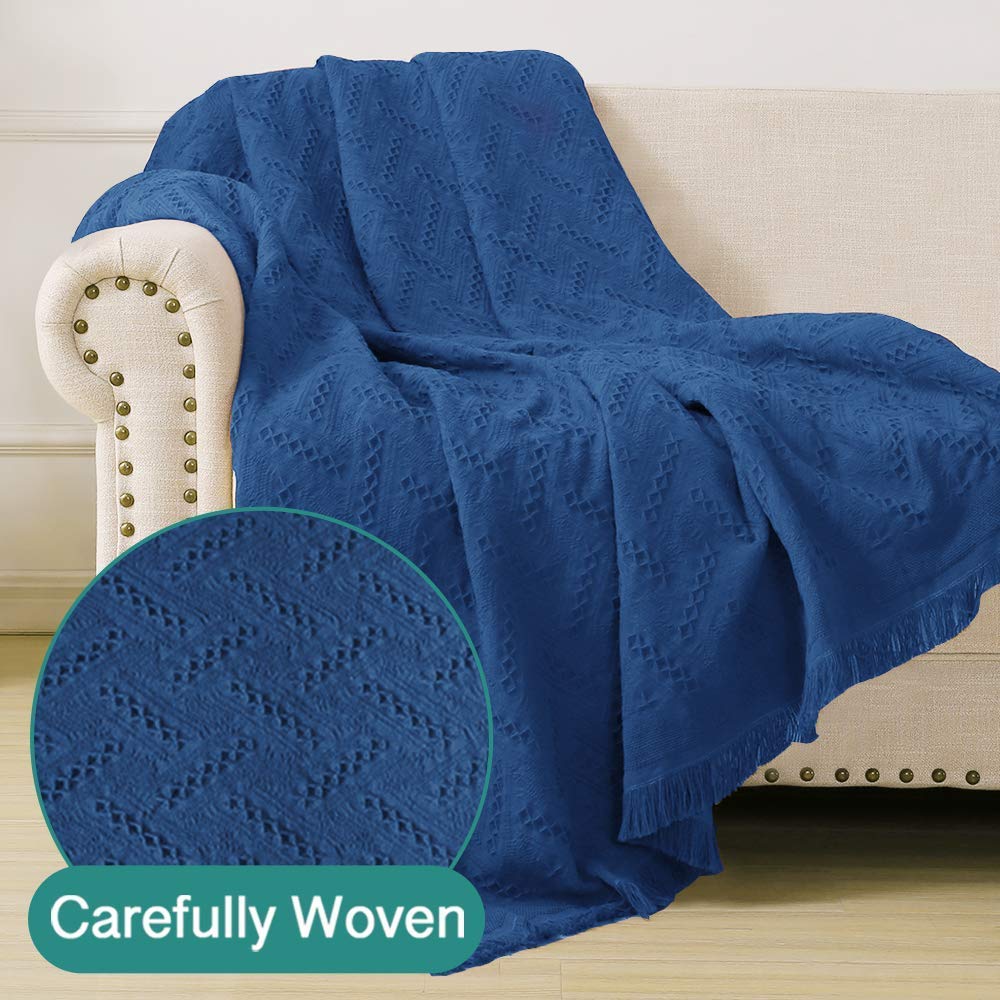 Geometric Washable Sofa Cover for 3-Cushion Couch - Pet Friendly Furniture Protector Blanket | Large Royal Blue Throw for Living Room, Sectional & Dog Owners