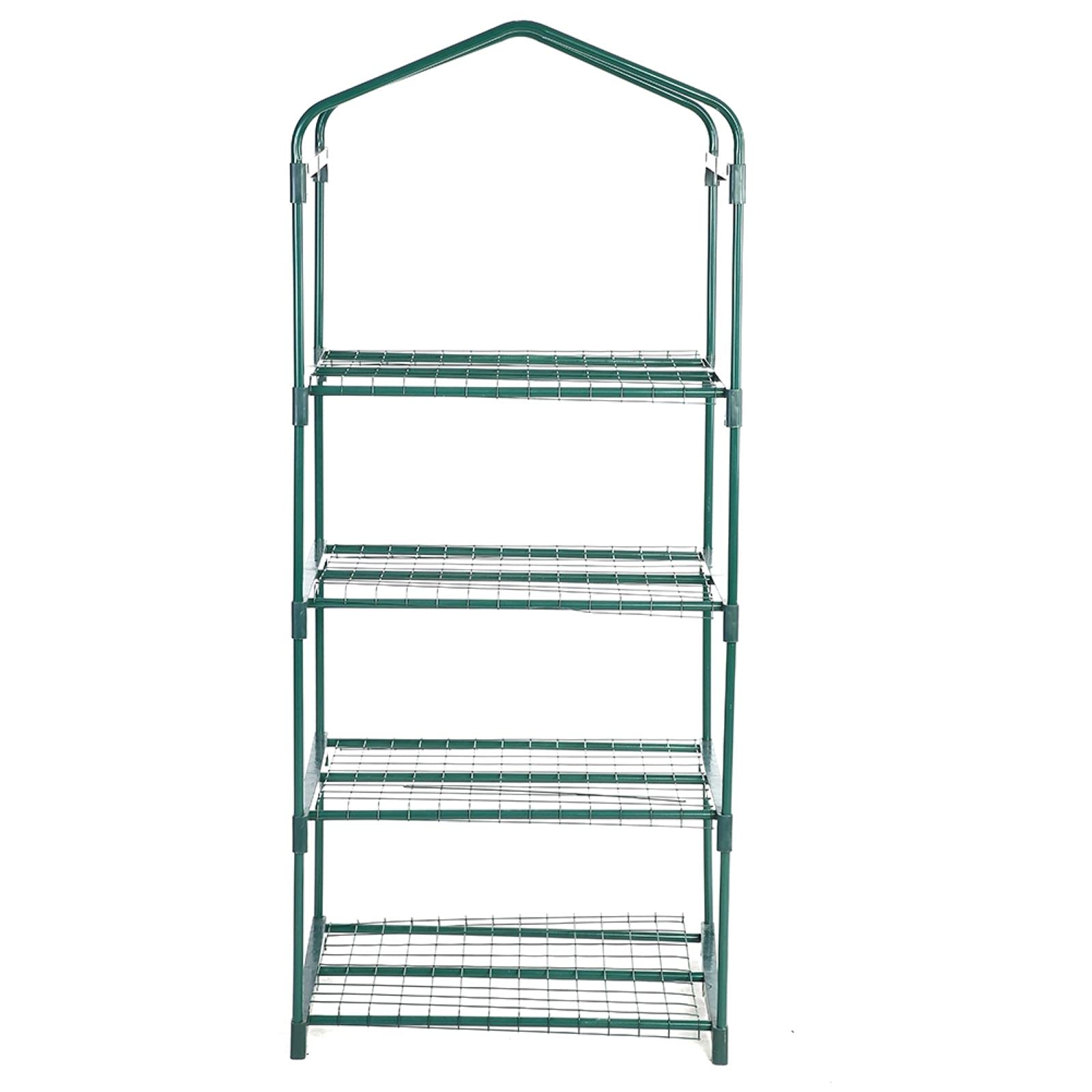 Emoshayoga Mini Greenhouse Iron Stand - 4-Tier Plant Shelf with Portable Design for Small Plants & Gardening Tools - Perfect for Indoor Herb Gardens, Balcony Planters & Backyard Gardening