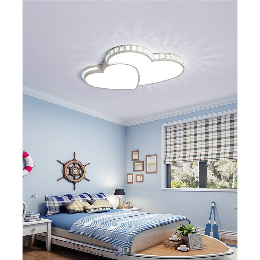 Modern LED Flush Mount Ceiling Light - Chic Love Design with Metal Acrylic Shade for Bedroom, Nursery, Girl's Room & Hallway | Energy Efficient White Light Fixture for Home Decor & Interior Lighting