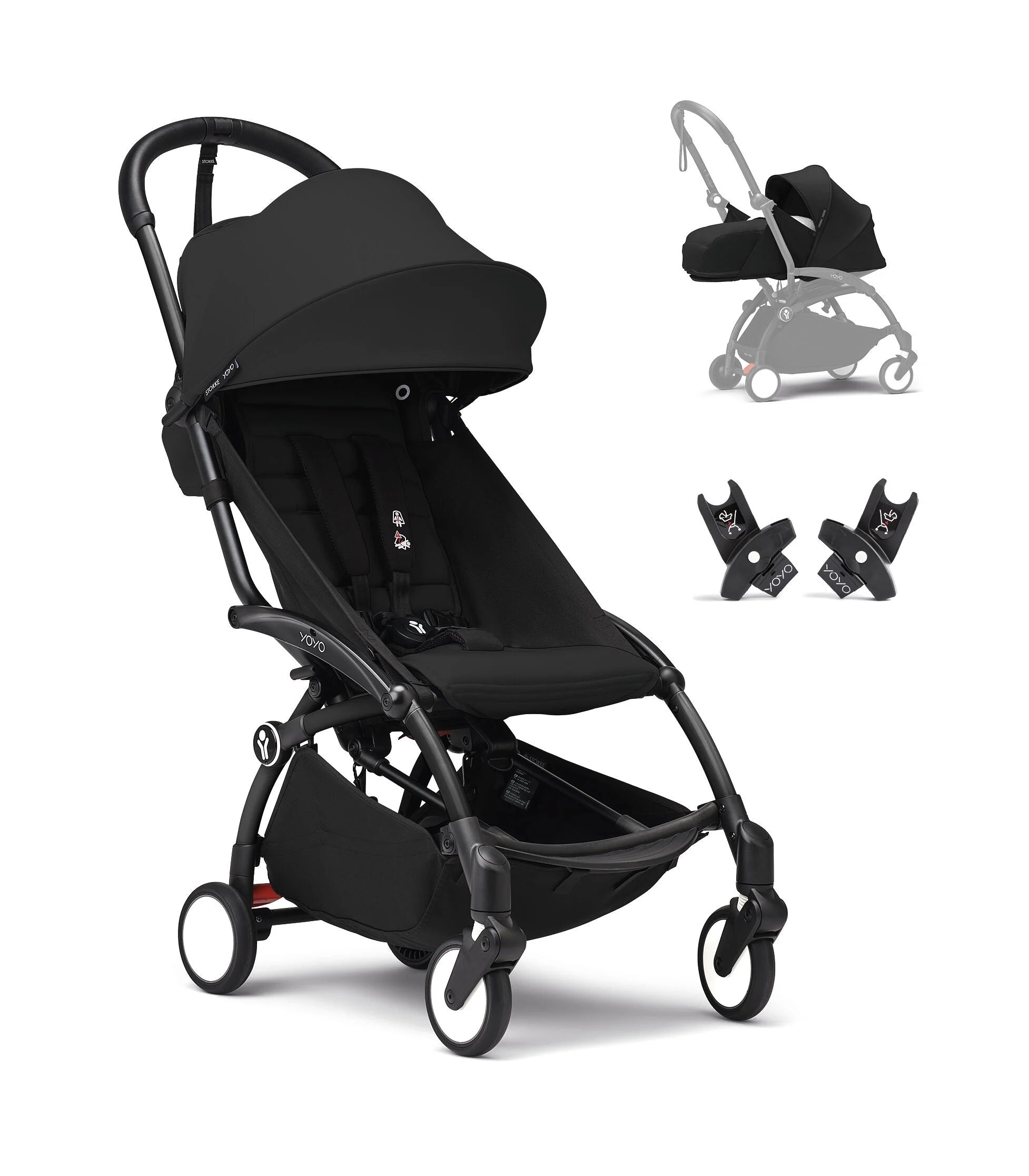 Stokke YOYO3 Newborn Baby Stroller Travel System with Bassinet & Car Seat - Lightweight Compact Foldable Stroller for Airplane & City Travel