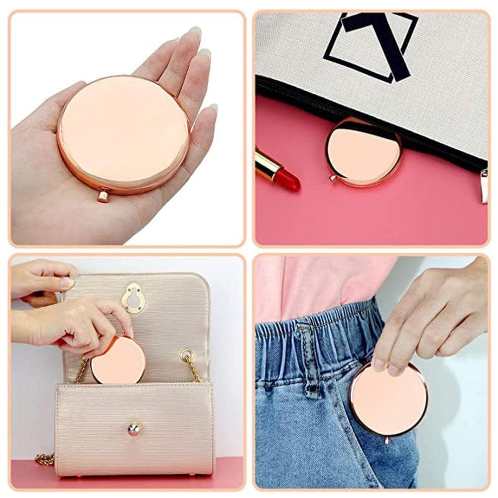 You're Amazing & Beautiful - Stainless Steel Folding Pocket Mirror Gift for Granddaughter | Rose Gold Compact Mirror | Encouragement Present from Grandparents | Perfect for School, Travel & Daily Makeup