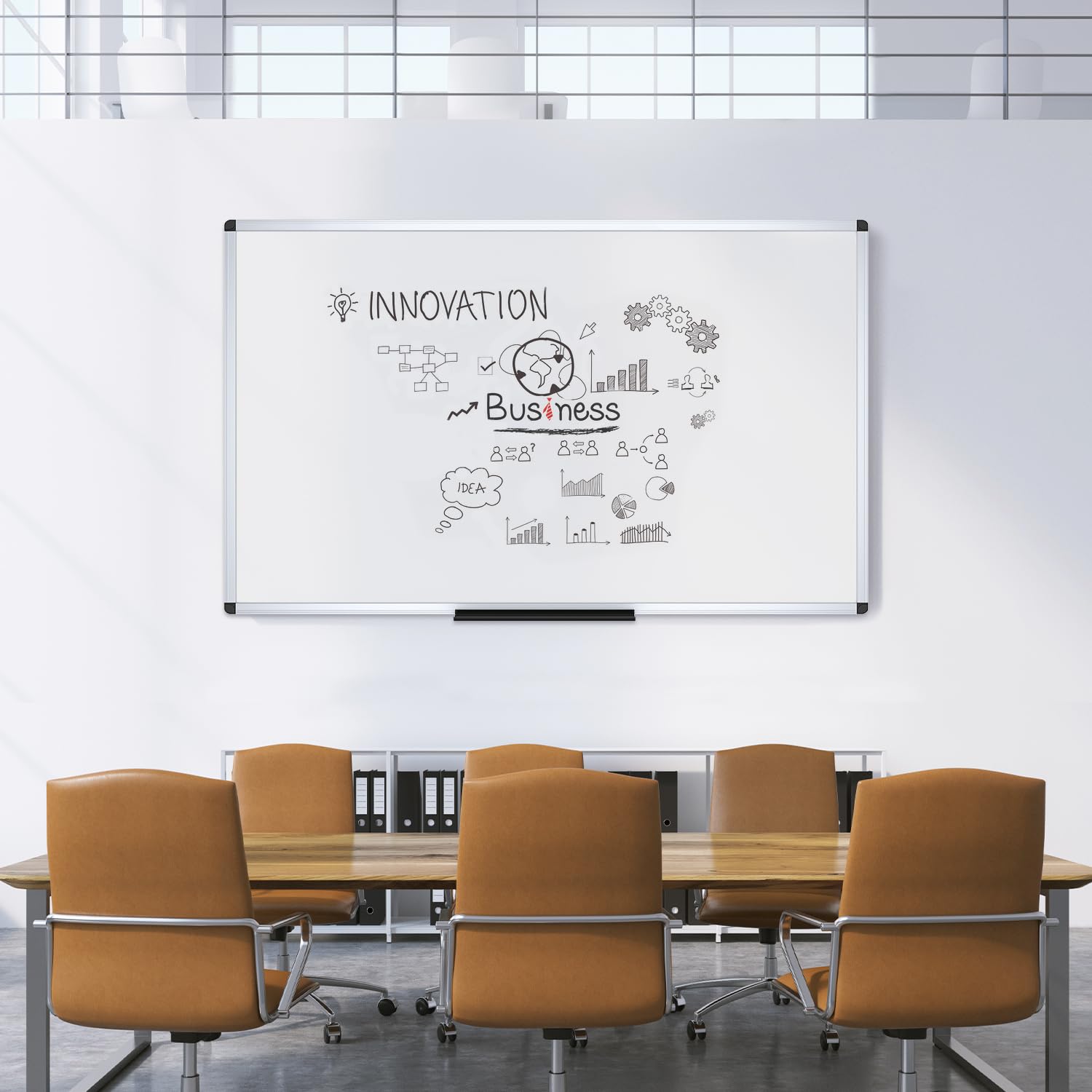 VIZ-PRO 72 x 48 Inches Dry Erase Whiteboard - Wall Mounted Magnetic Board for Office, Classroom & Home (6' x 4') - Perfect for Meetings, Presentations & Daily Planning