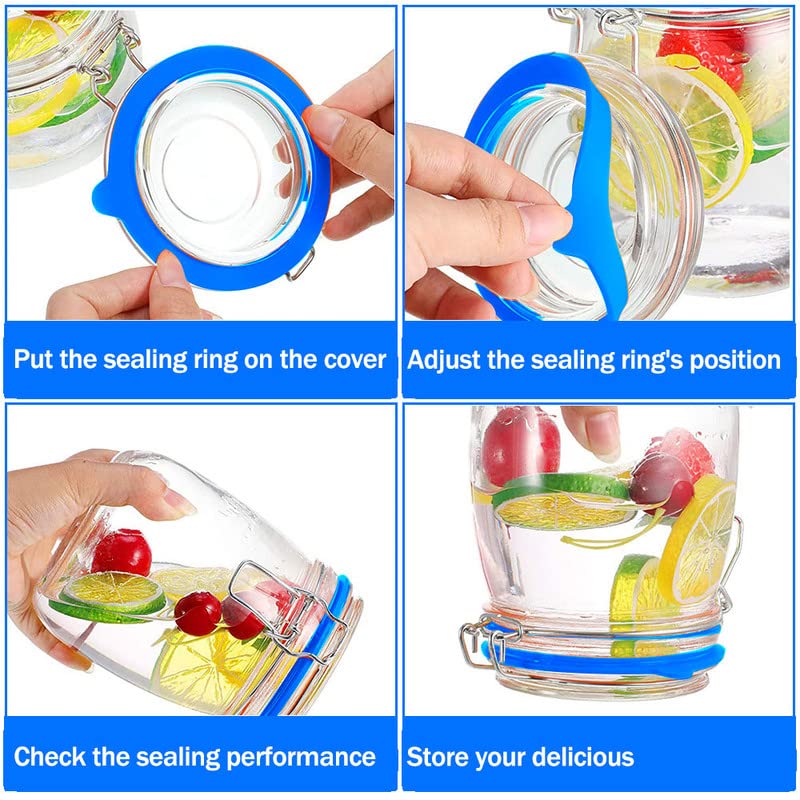 Premium Silicone Replacement Gasket - 10pcs Airtight Rubber Seal Rings for Mason Jars & Canning Lids | Leak-Proof, Durable, BPA-Free | Perfect for Food Storage, Pickling, and Preserving (Blue)