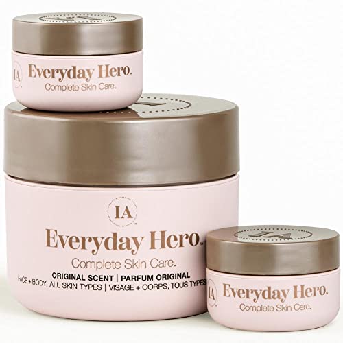 InfiniteAloe Complete Skin Care - Aloe Vera Face & Body Cream for All Skin Types | Original Scent Moisturizer, Hand Lotion & Daily Skincare Solution | 8 Oz Jar + 2 Travel Size 0.5 Oz Jars | Perfect for Dry Skin Relief, Night Routine & On-the-Go Hydration