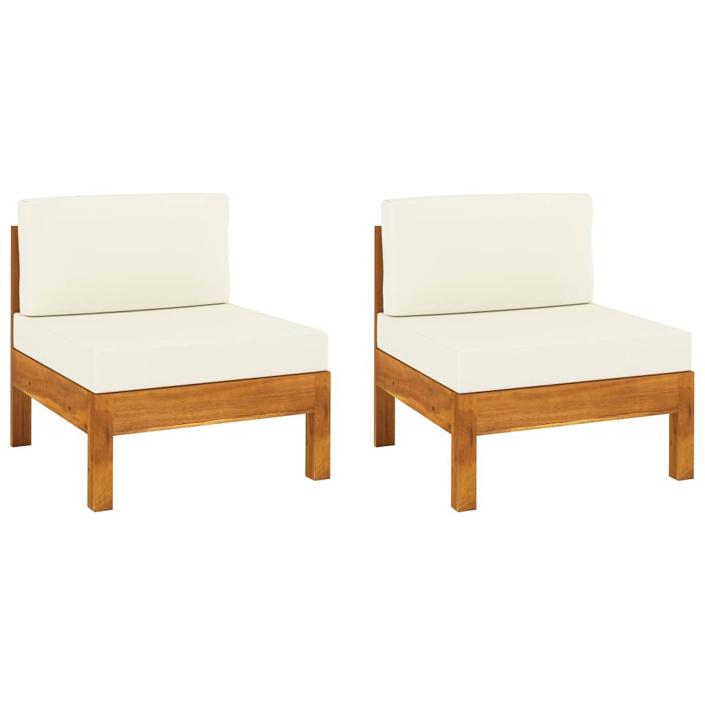 Premium Solid Acacia Wood Outdoor Dining Chairs - 2 Pack with Cream White Cushions for Patio, Garden, Balcony & Terrace - Weather-Resistant Lounge Seating for Backyard, Poolside & Restaurant Use