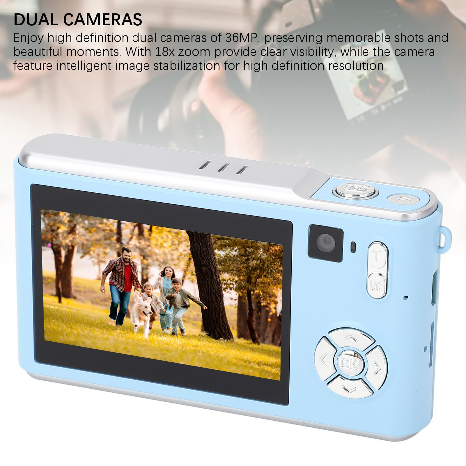 36MP 1080P HD Digital Camera for Photography & Vlogging - Dual Lens Auto Focus Compact Camera with 3