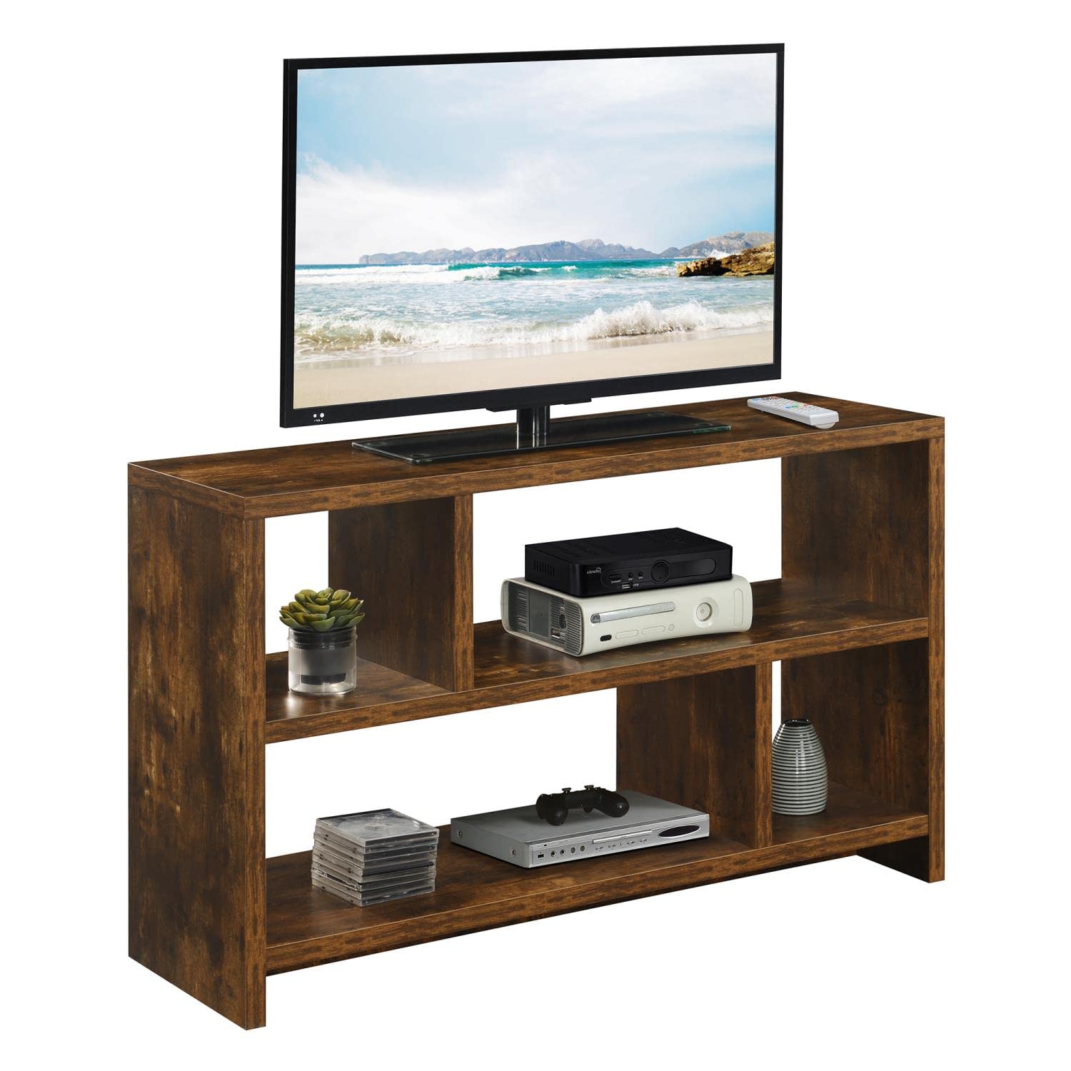 Convenience Concepts Northfield TV Stand with Shelves - Rustic Barnwood Finish for Living Room & Entertainment Center - Perfect for Flat Screen TVs & Media Storage