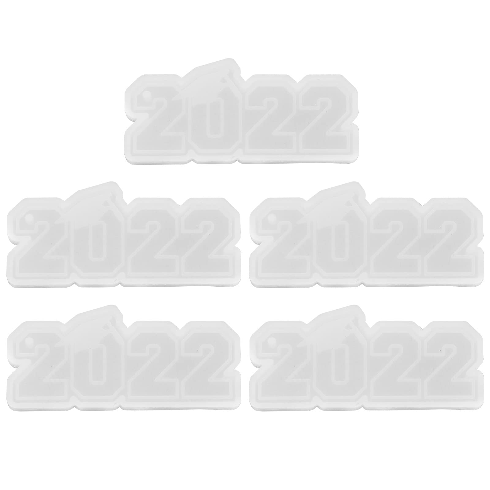 LUOZZY 5pcs 2022 Graduation Keychain Silicone Mold Set - DIY Number 2022 Keychain Pendant Molds for Graduation Party Favors & Craft Projects | Perfect for Graduation Gifts, School Events & DIY Jewelry Making