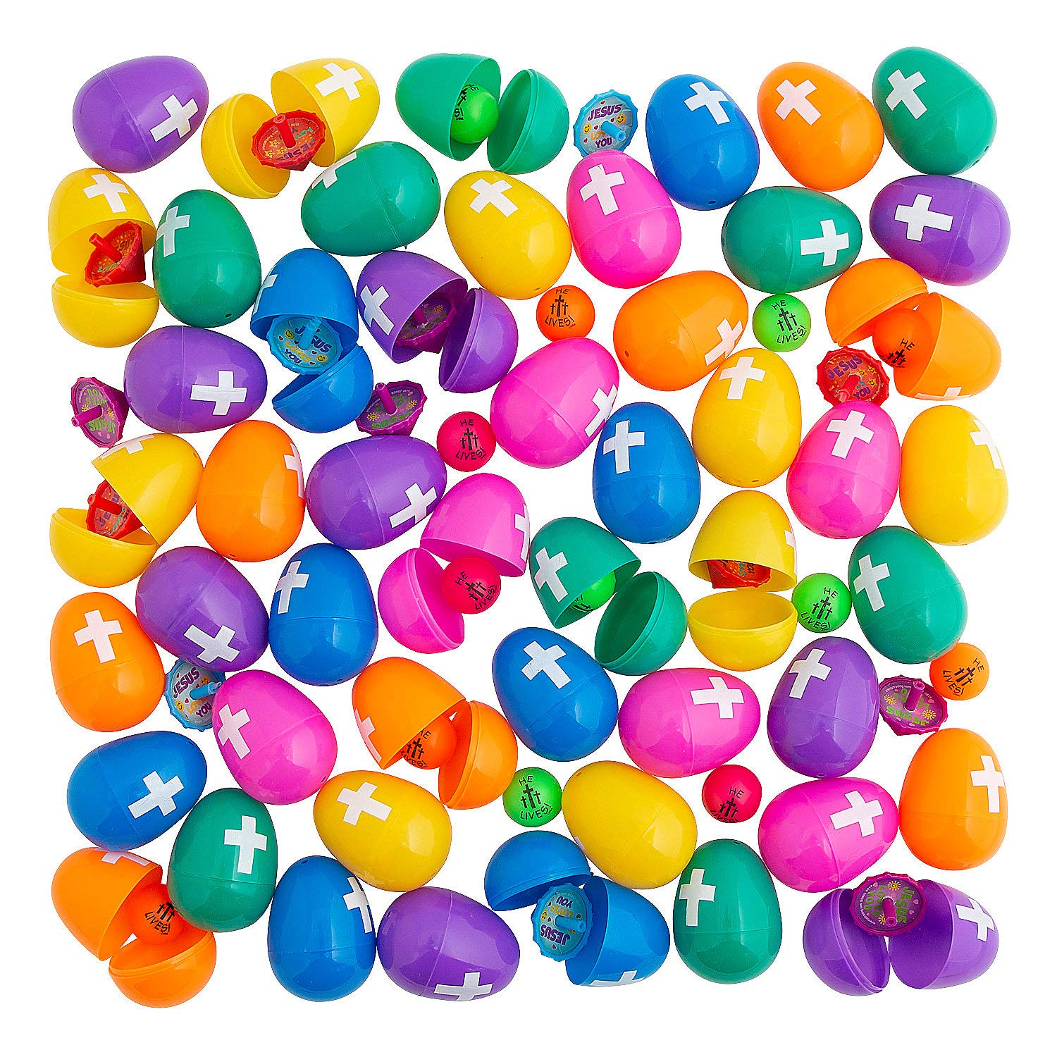 500-Piece Assorted Religious Toy-Filled Plastic Easter Eggs for Easter Celebrations, Church Events & Family Gatherings - Fun Express - Perfect for Easter Egg Hunts, Sunday School Activities & Kids' Party Favors