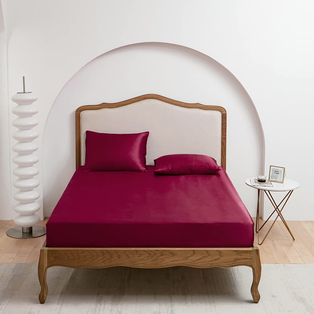 Premium King Size Fitted Sheet - Deep Pocket Microfiber Bottom Sheet - Fade & Shrink Resistant, Durable & Easy Care - 1 Piece Only (Burgundy) - Perfect for Master Bedroom, Guest Room & Airbnb Stays