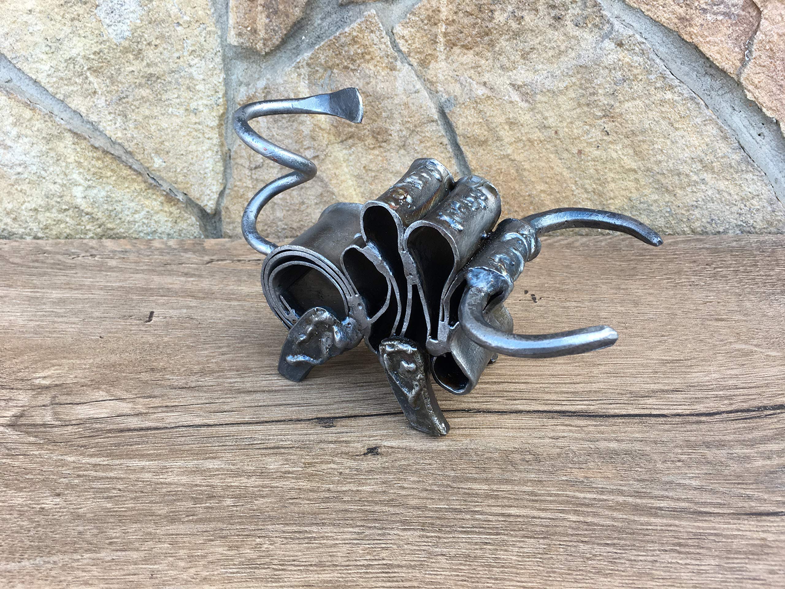 Hand Forged Iron Bull Sculpture - Unique 5th Anniversary Gift for Him, Steel Animal Statue for Home & Office Decor - Perfect Gift for Animal Lovers, Cowboy Enthusiasts & Rustic Home Decor