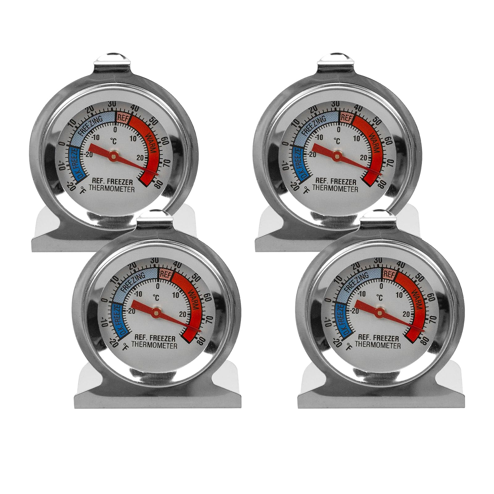 4-Pack Large Dial Refrigerator Freezer Thermometer - Accurate Temperature Gauge for Fridge, Freezer, Cooler, Wine Cellar & Food Storage | Perfect for Home, Restaurant & Commercial Use