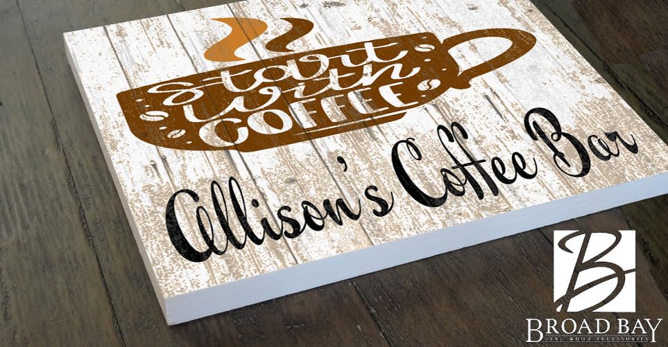 Personalized Wooden Kitchen Sign for Coffee Lovers - Custom Wall Decor for Coffee Bar, Home Office & Housewarming Gift - Perfect for Farmhouse & Rustic Home Decor